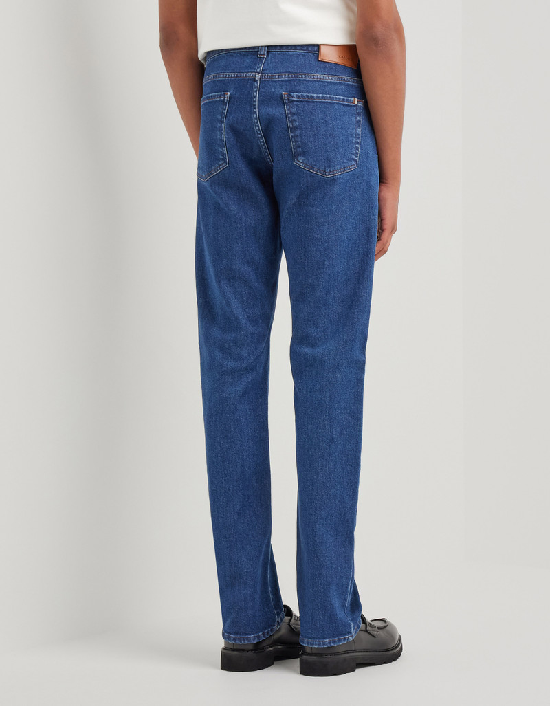 MEDIUM BLUE REGULAR FIT FIVE-POCKET DENIM PANTS 5