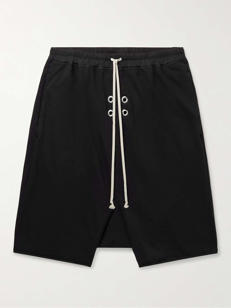 Pods Straight-Leg Eyelet-Embellished Cotton-Jersey Drawstring Shorts 1