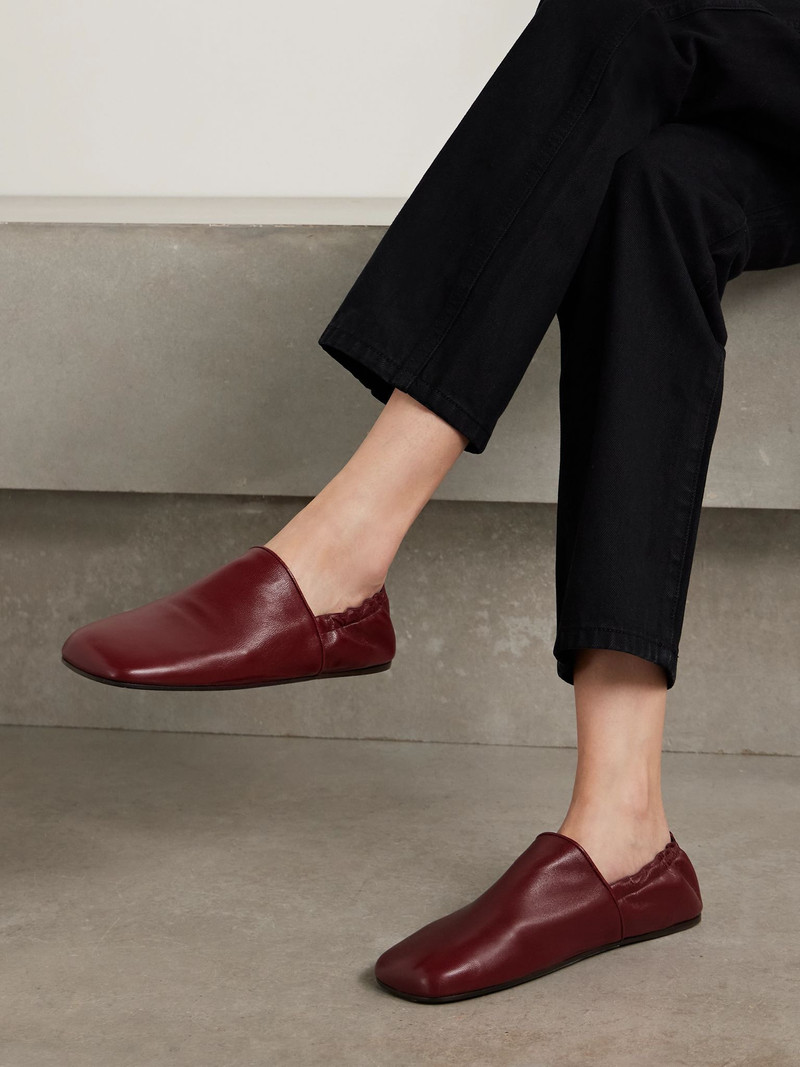 KHAITE Banks leather loafers Burgundy outlook
