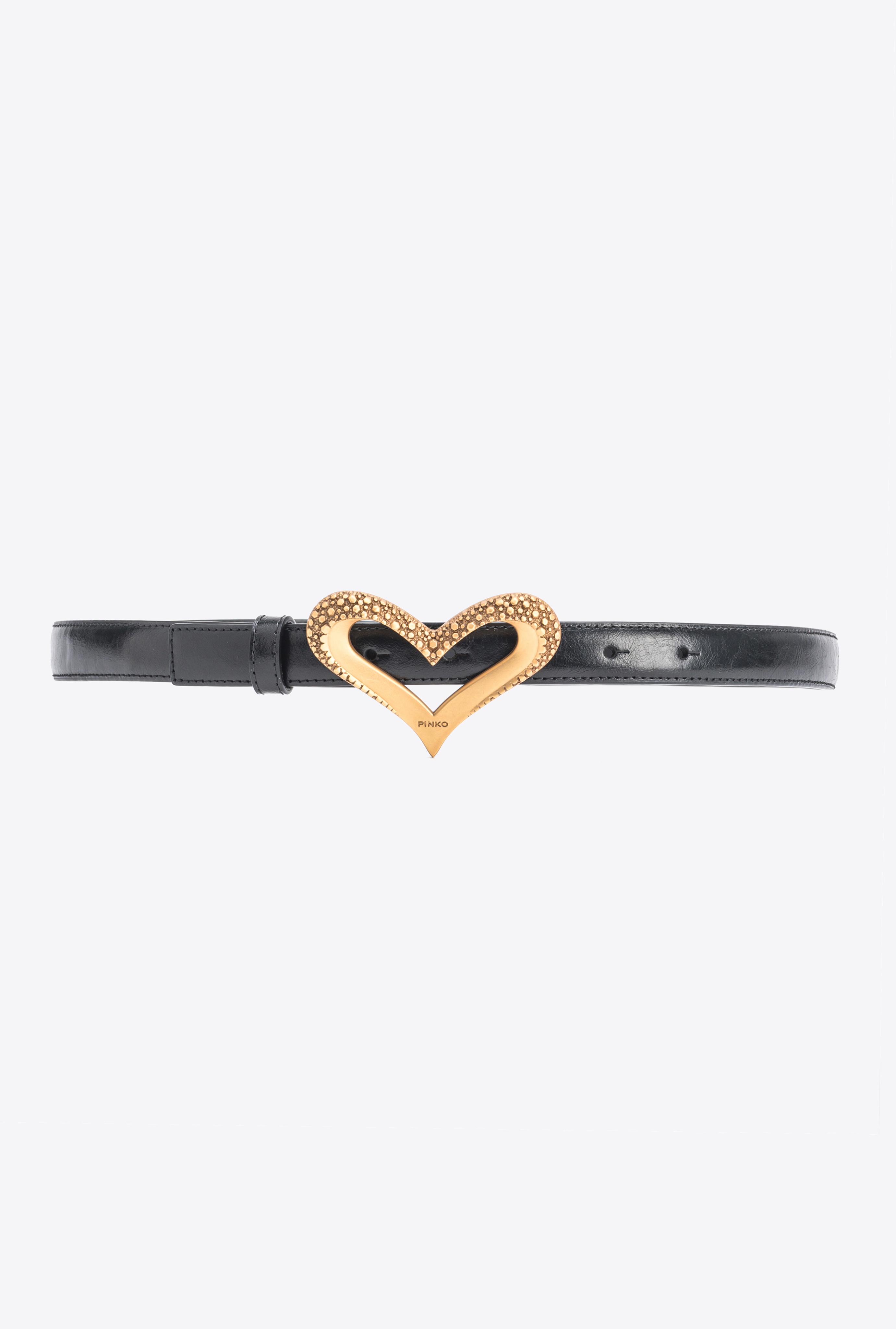 THIN VINTAGE LEATHER HEART BELT 2CM - 1