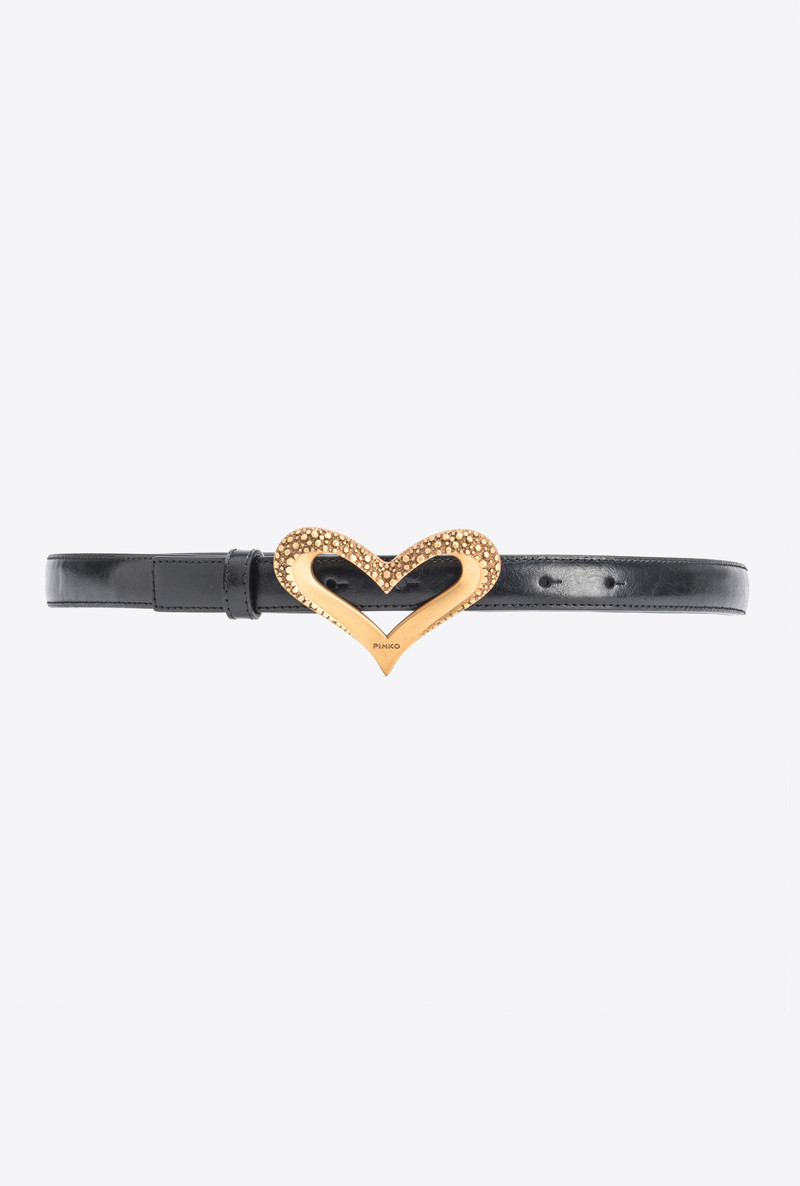 THIN VINTAGE LEATHER HEART BELT 2CM 1