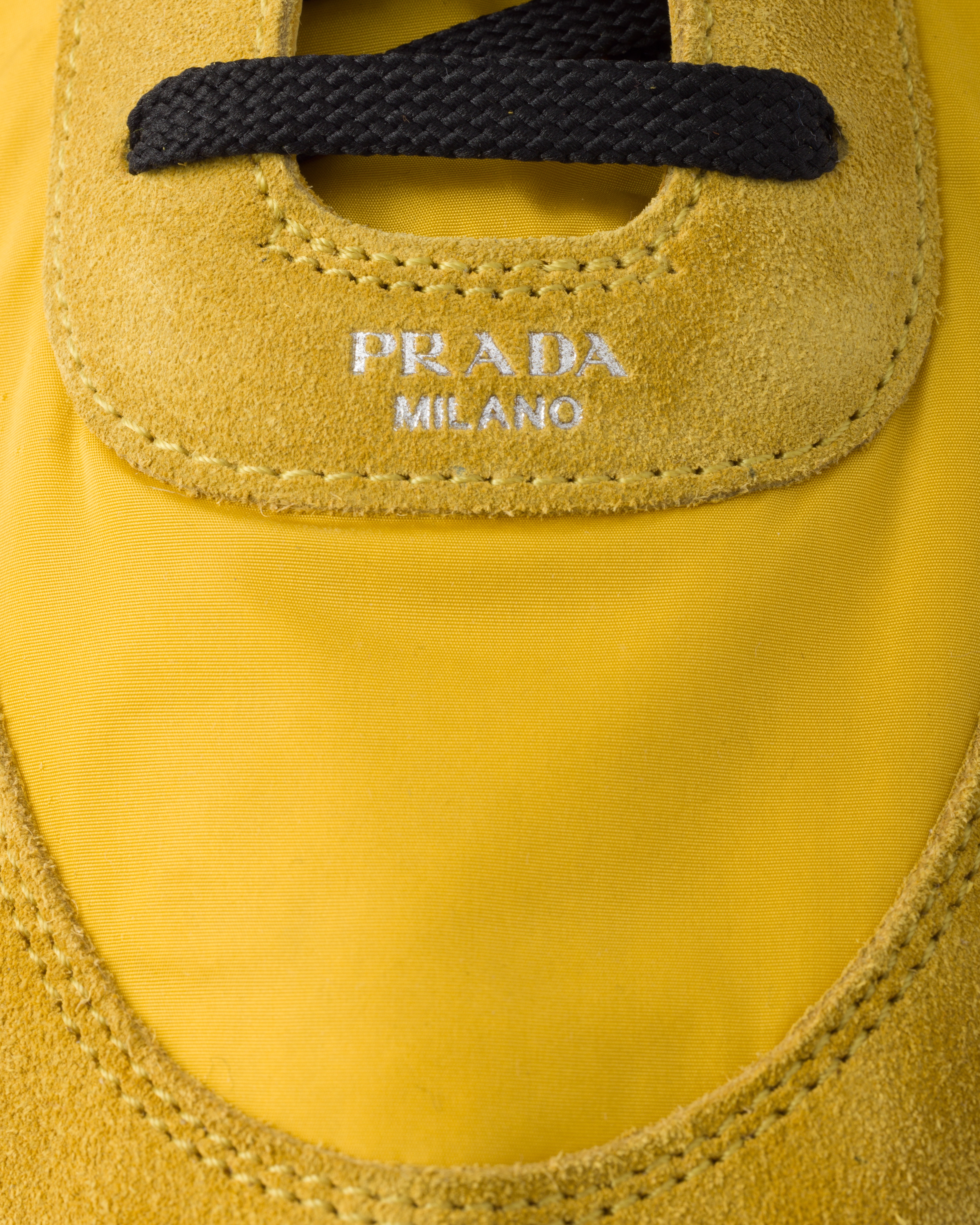 Prada Collapse Re-Nylon and suede elasticized sneakers
