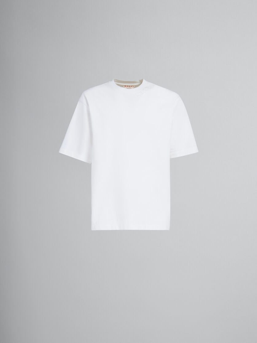 WHITE BIO COTTON OVERSIZED T-SHIRT WITH MARNI PATCHES - 1