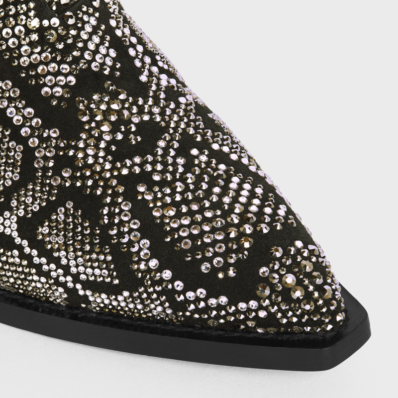 CELINE MOON ZIPPED BOOTS STRASSED ALL OVER in SUEDE CALFSKIN AND STRASS PATTERNED PYTHON 4