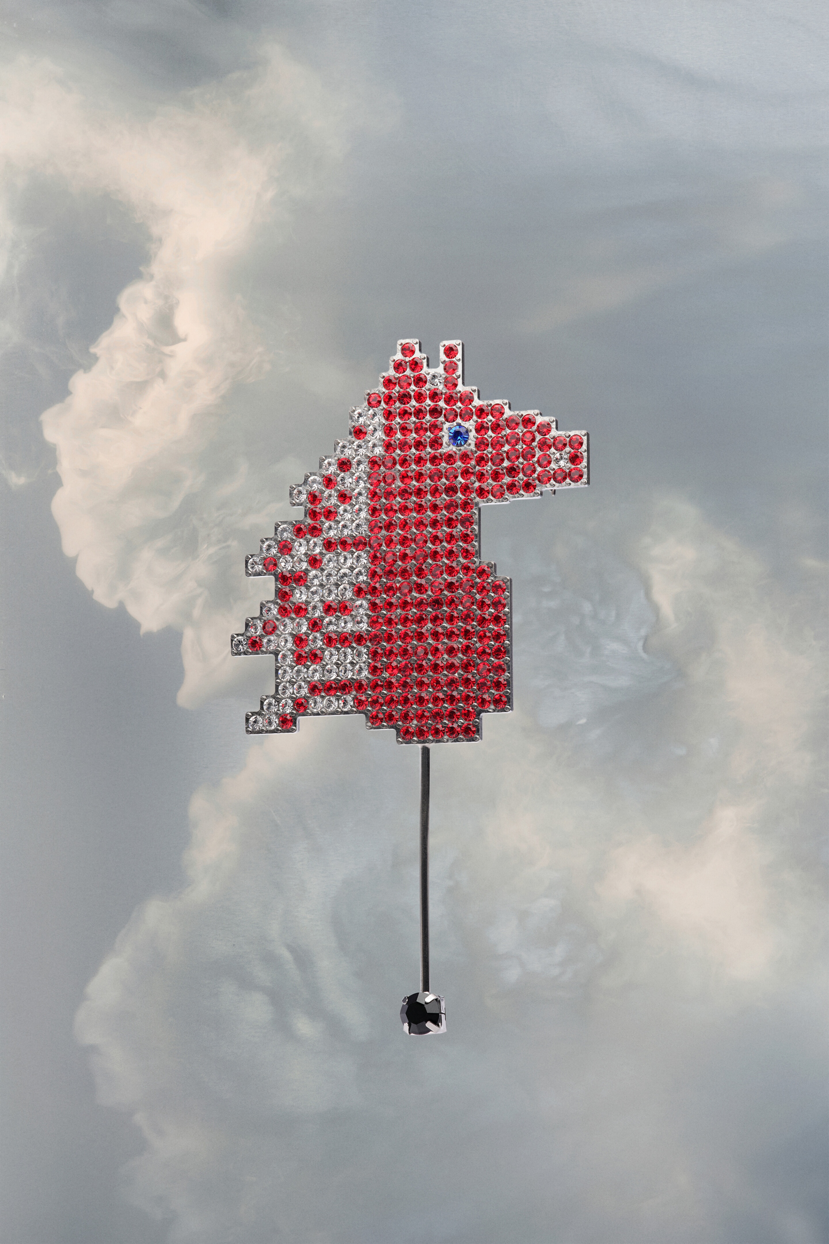 Horse rhinestone brooch - 1