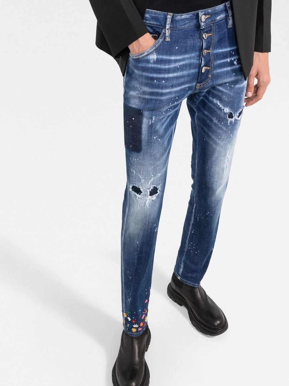Ditsy ripped slim-fot jeans - 3