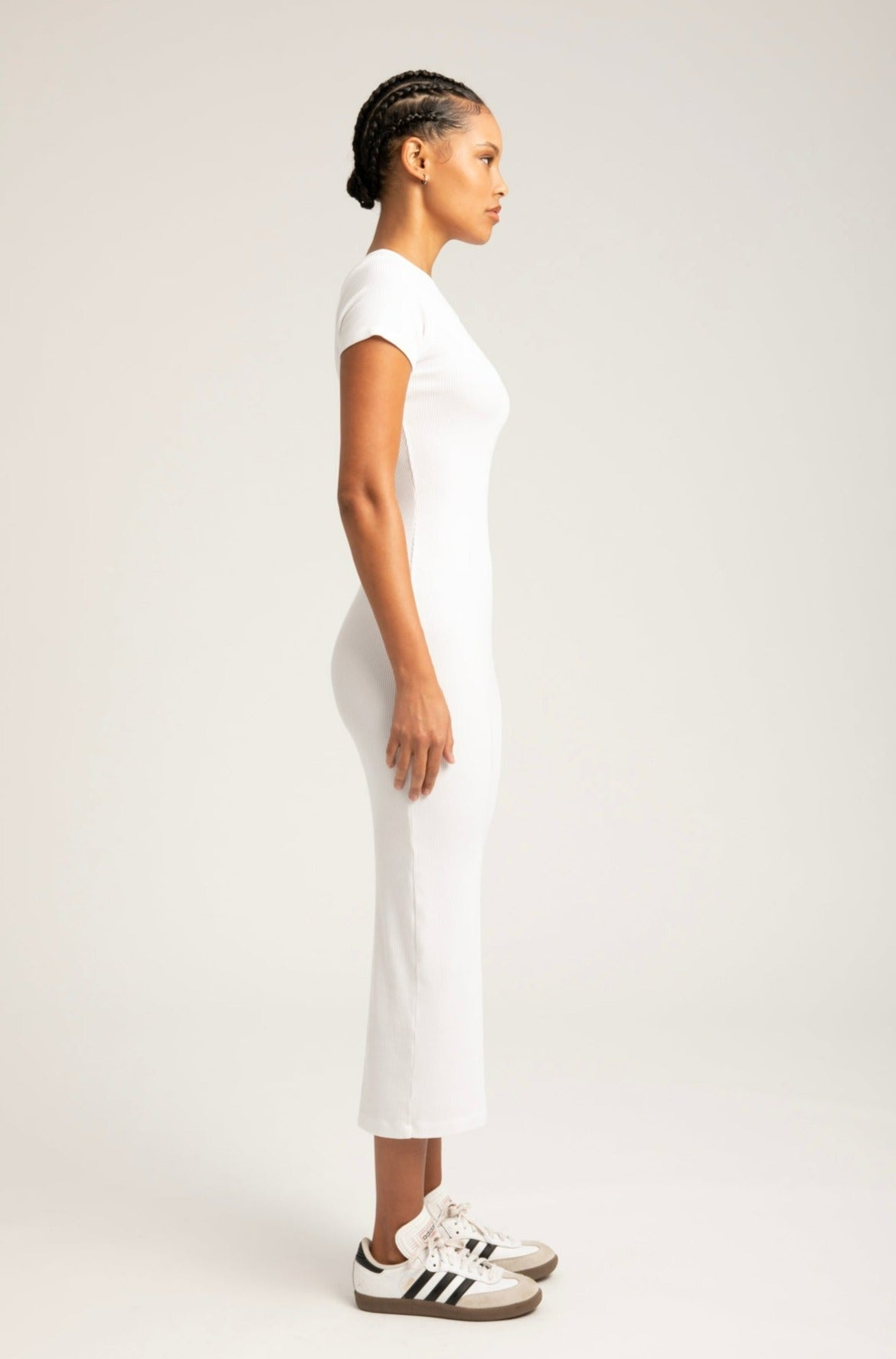 WHITE RIB MAXI DRESS - 3