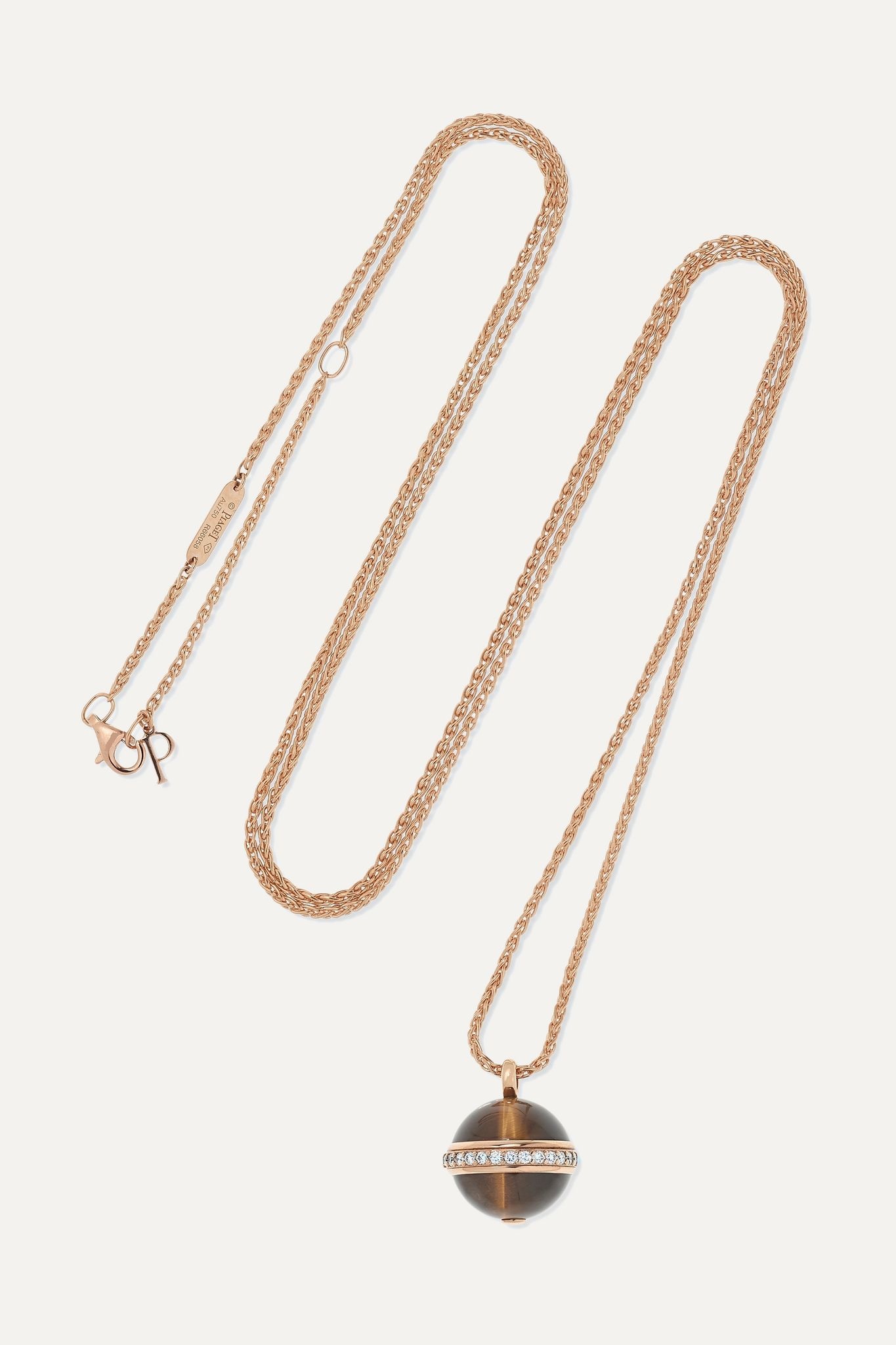 Possession 18-karat rose gold, tiger's eye and diamond necklace  - 1