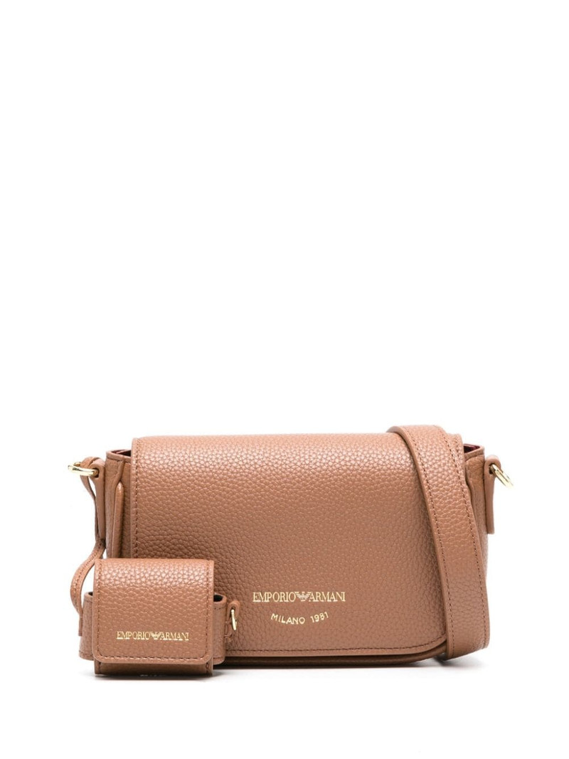 logo-lettering pebbled crossbody bag 1