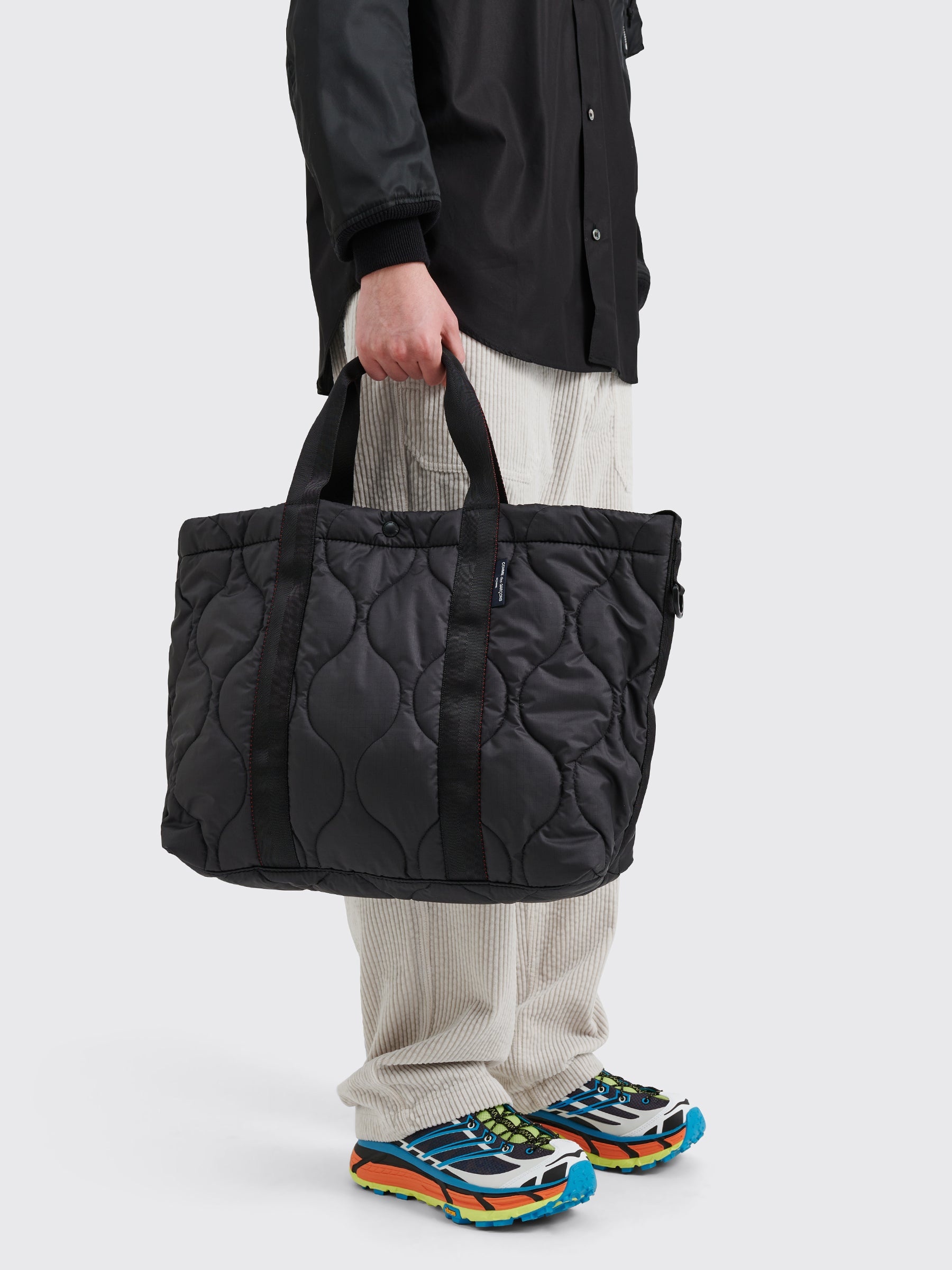 COMME DES GARÇONS HOMME QUILTED RIP STOP TOTE BAG BLACK - 3