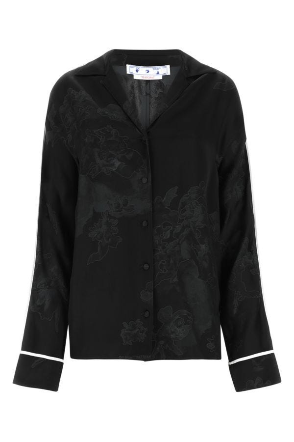 Off White Woman Embroidered Satin Shirt - 1