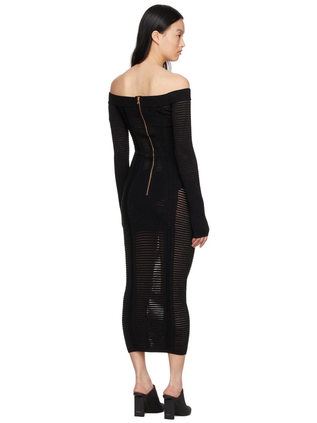 Black Viscose Midi Dress - 3