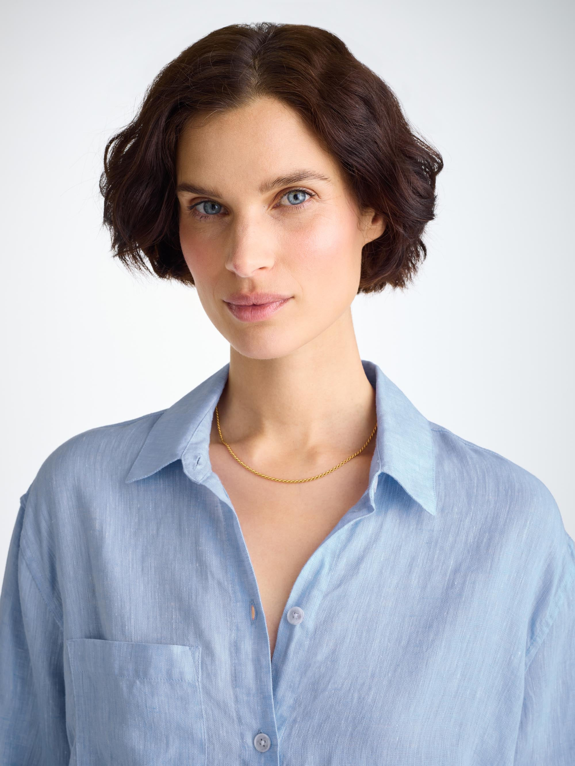 Women's Shirt Sicily Linen Sky Blue - 5