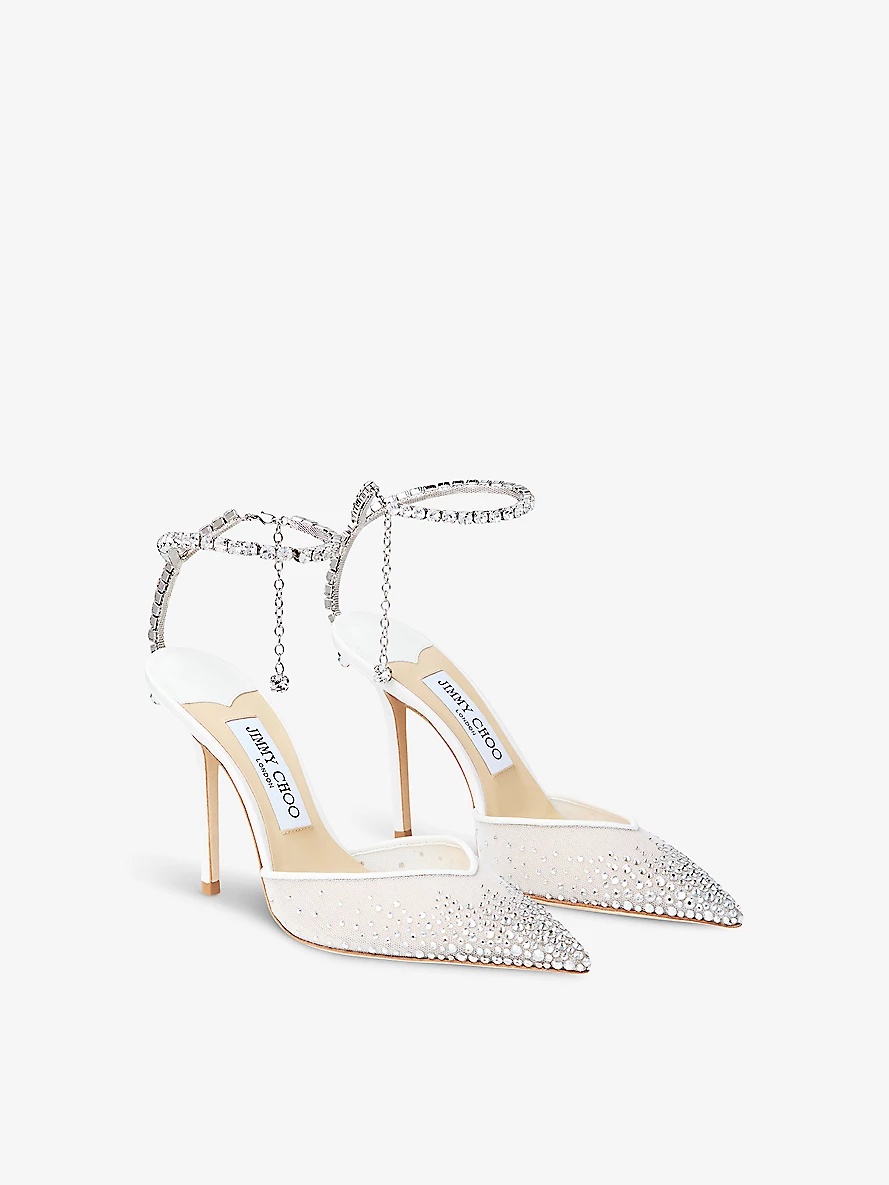 Saeda 100 crystal-embellished mesh heeled courts - 3