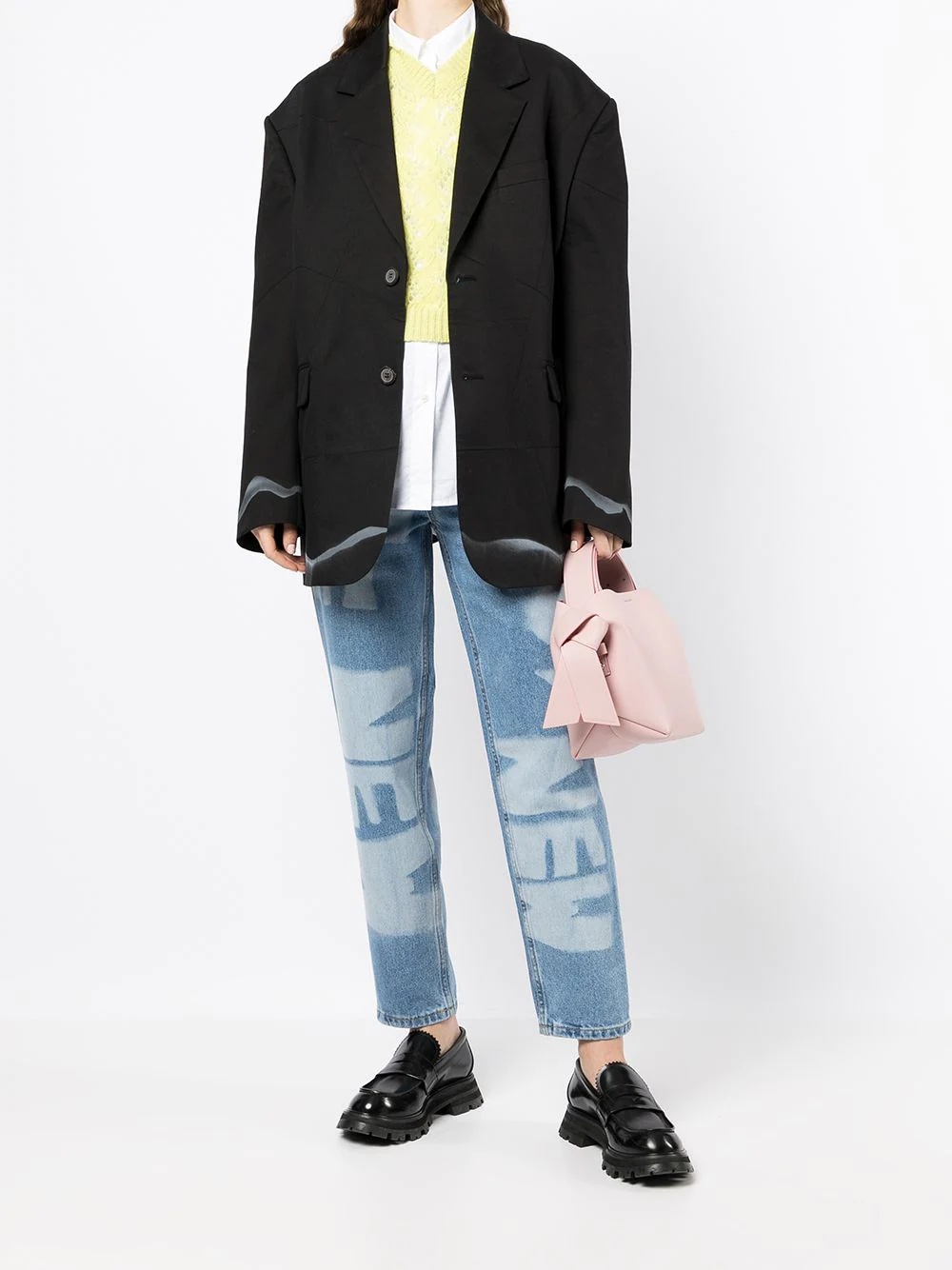 slogan washed jeans - 2