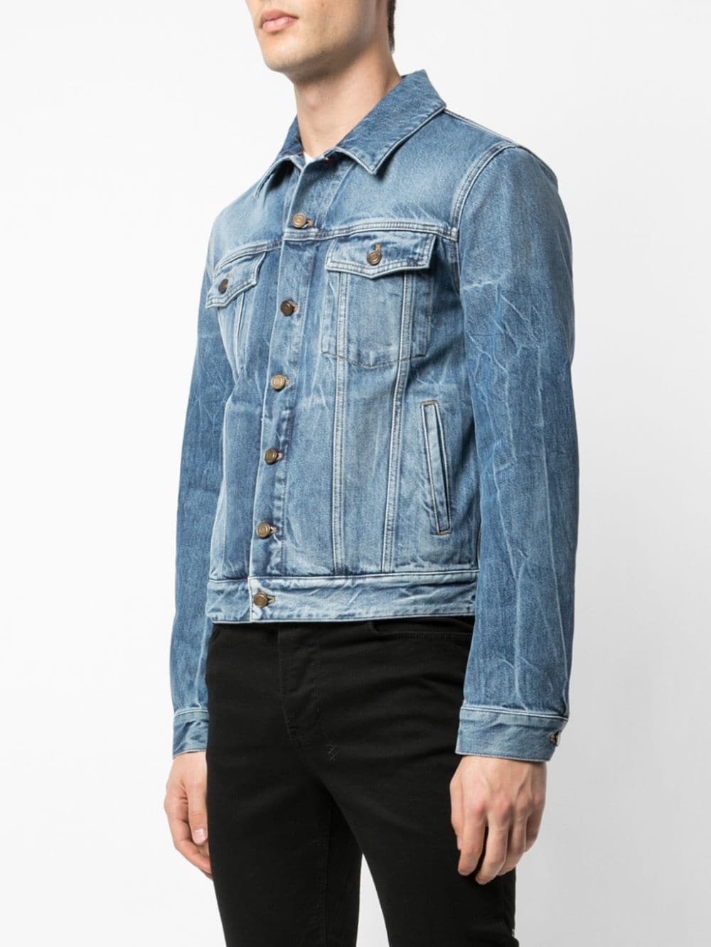 creased-effect denim jacket - 3