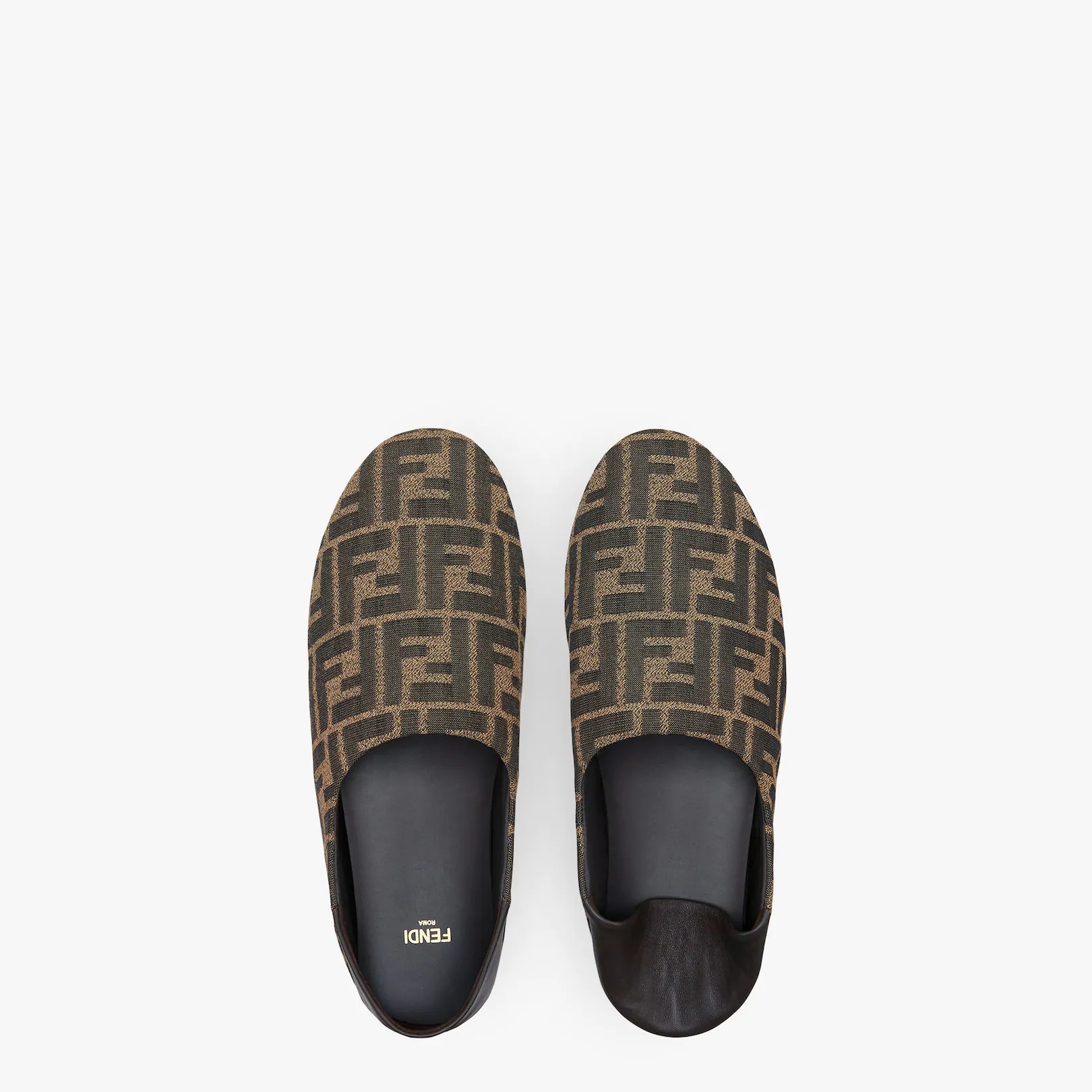 Brown fabric slippers - 4