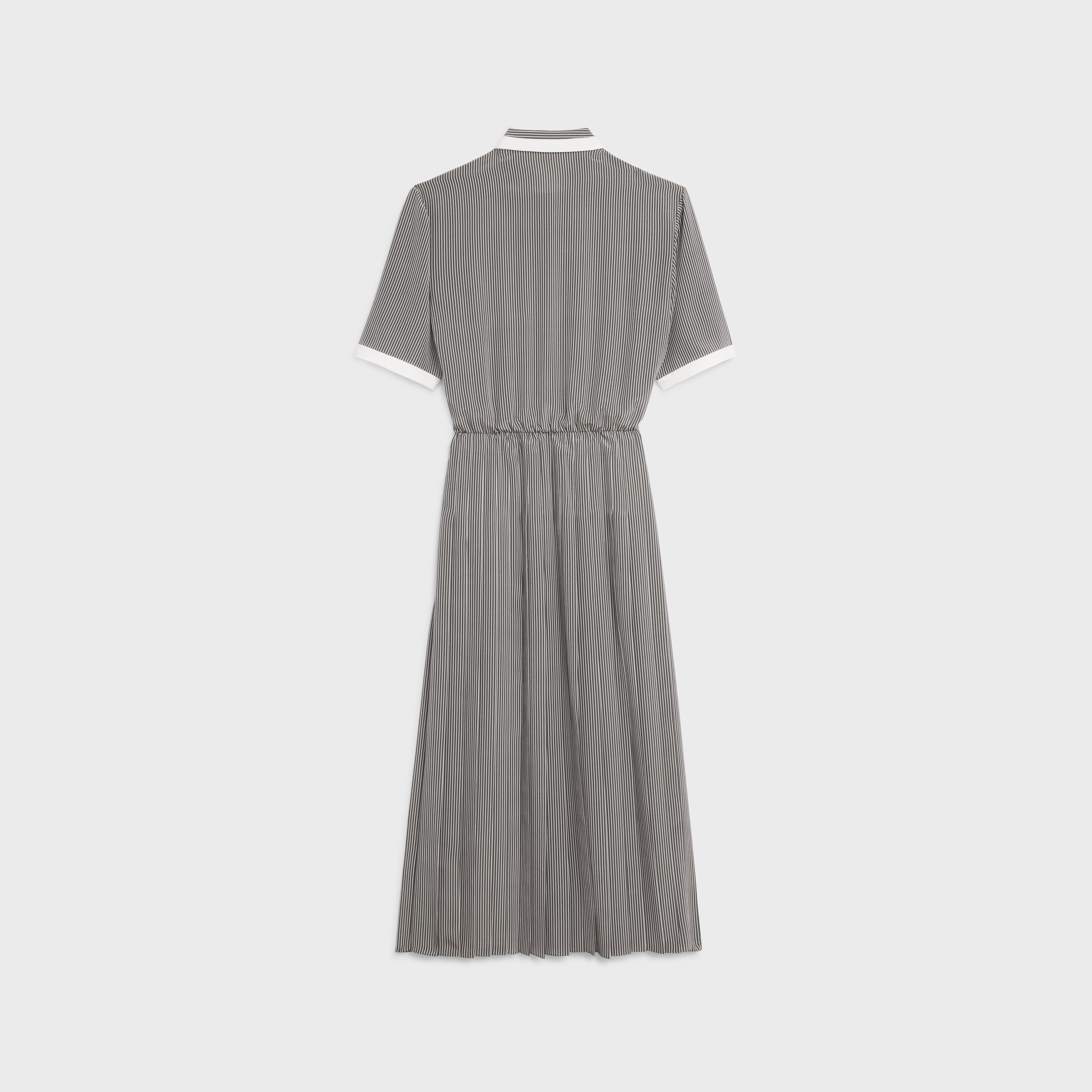 PLEATED SHIRT DRESS IN CREPE DE CHINE - 2