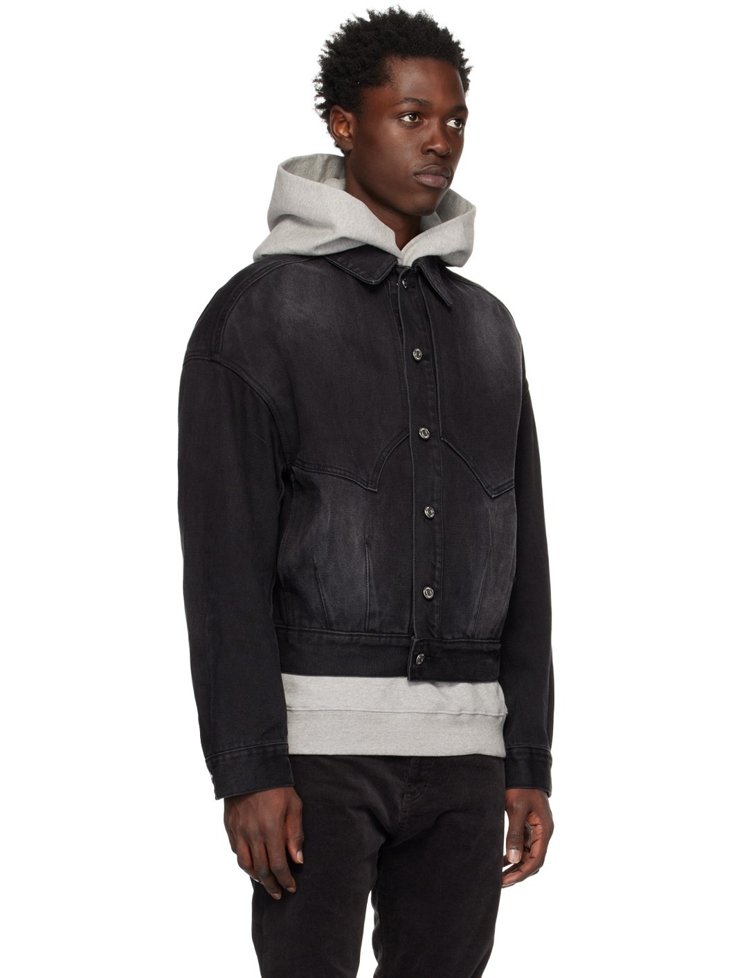 Black Relaxed-Fit Denim Jacket - 2