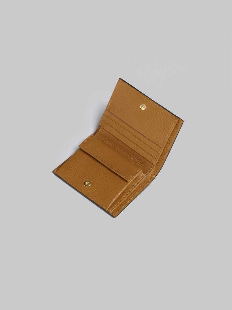 Marni RED WHITE AND BROWN SAFFIANO LEATHER BI-FOLD WALLET outlook