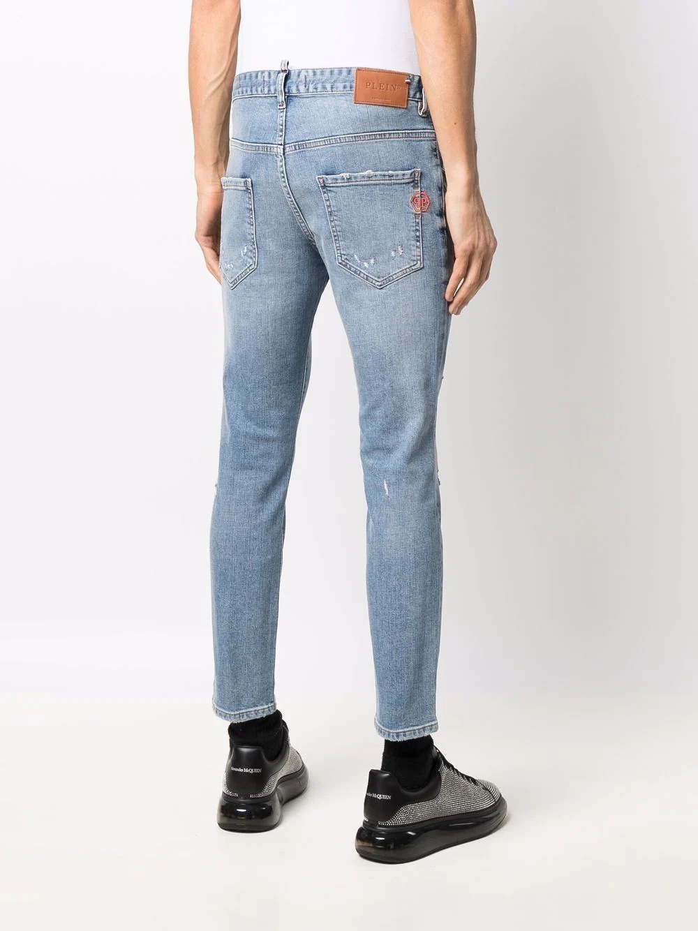 distressed straight-cut jeans - 4