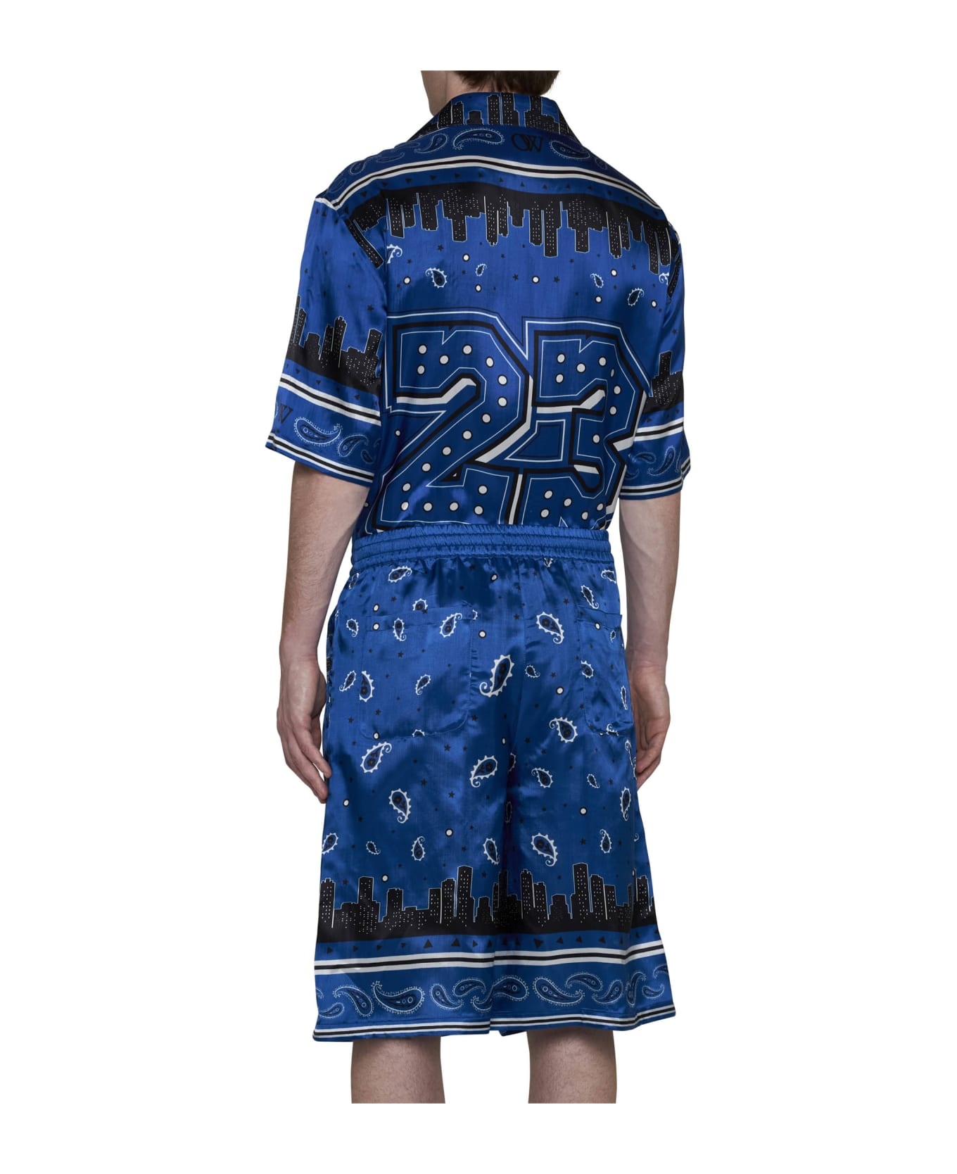Blue Viscose Bermuda Shorts - 4