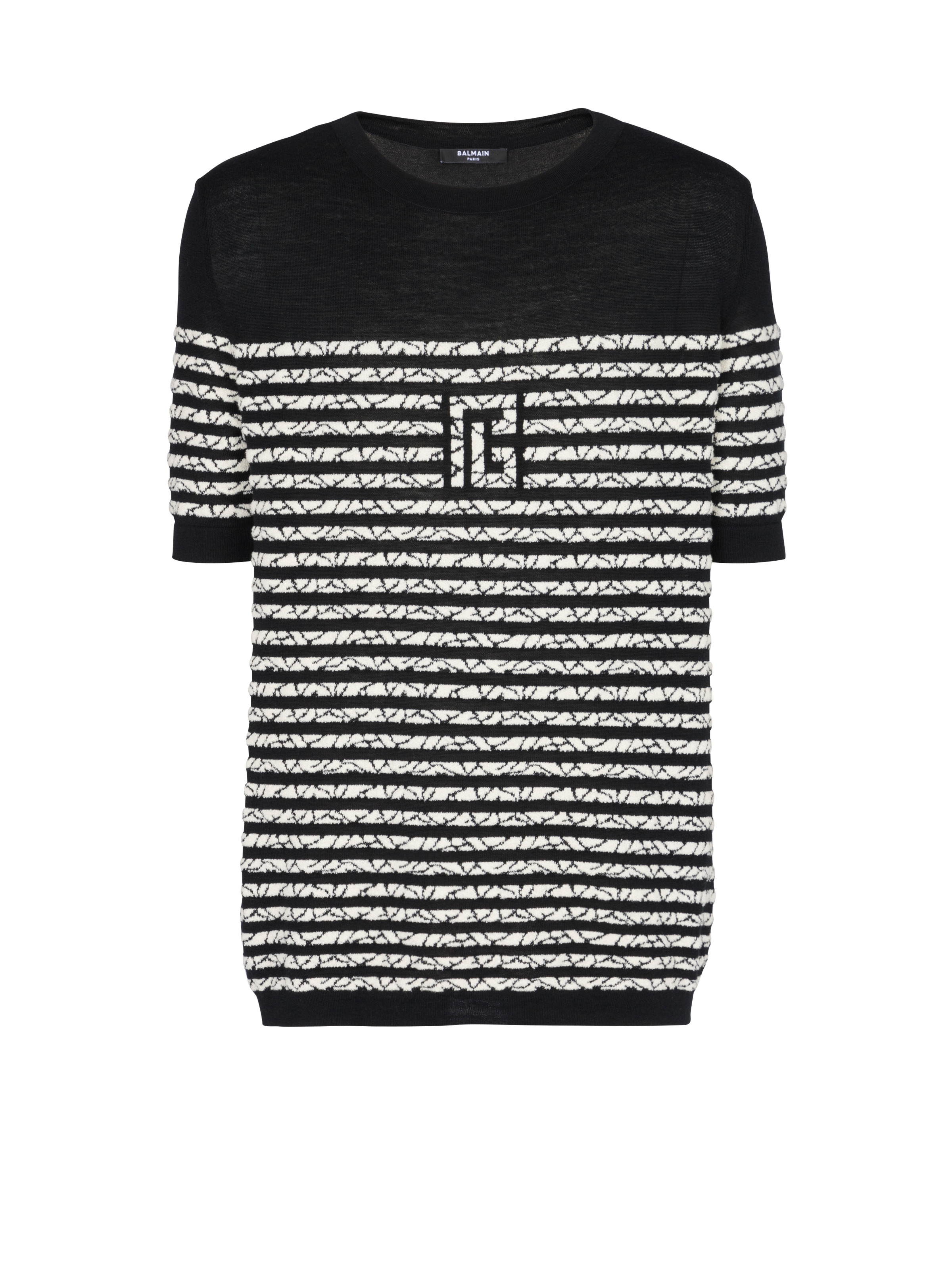 Wool T-shirt with marbled stripes - 1