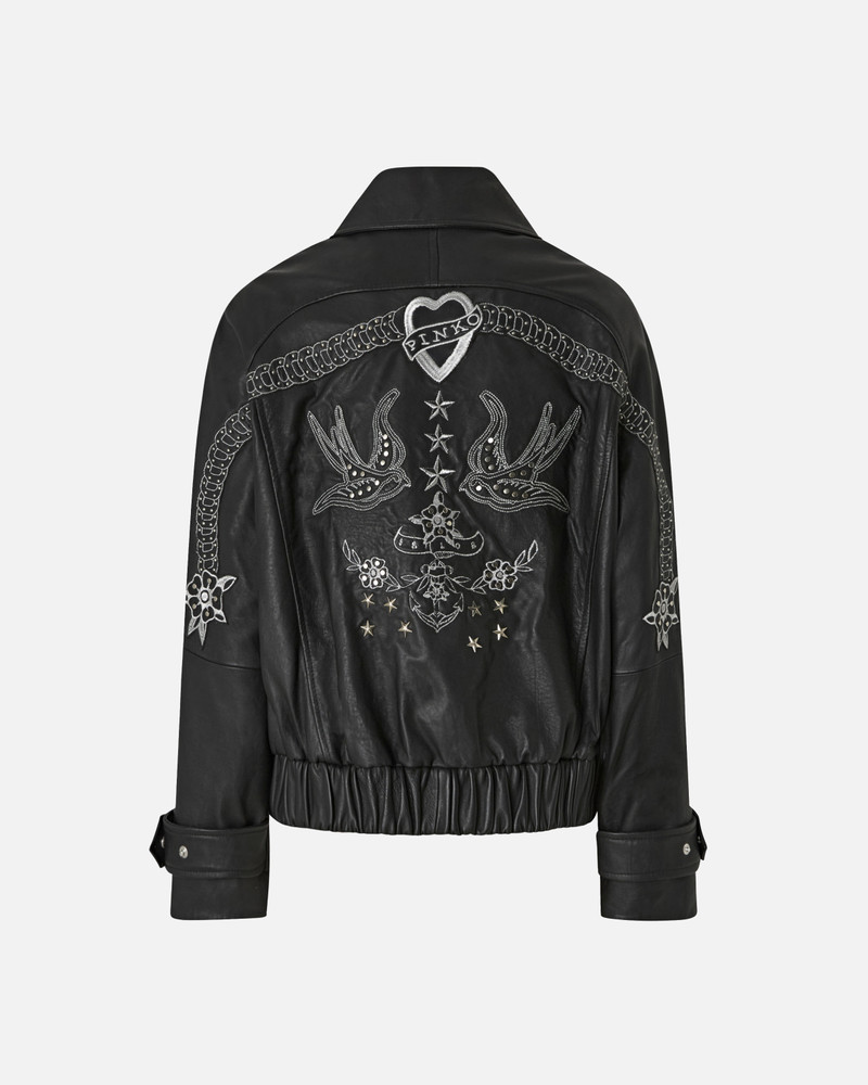 BUBBLE LEATHER JACKET WITH EMBROIDERY 6