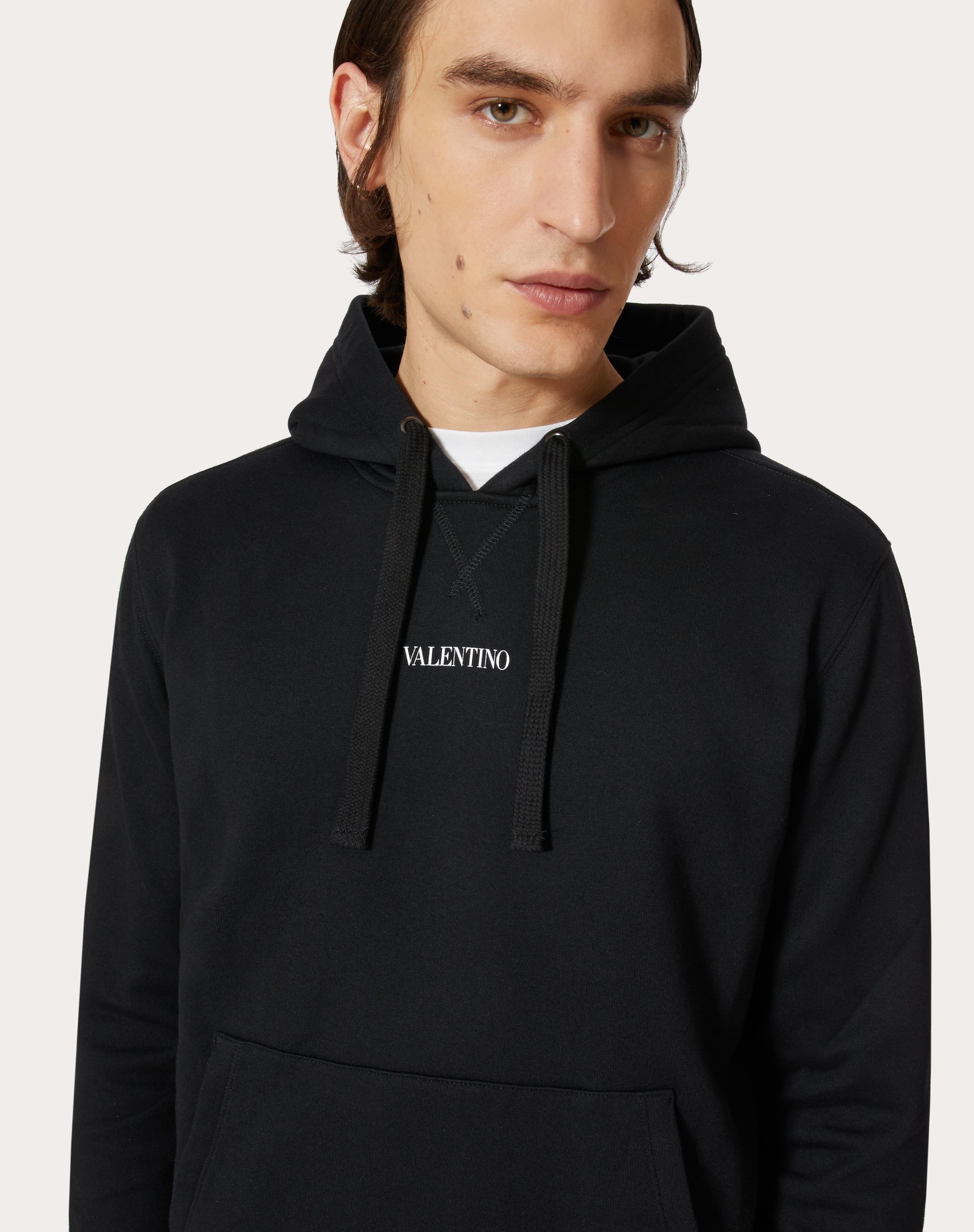 HOODED SWEATSHIRT WITH VALENTINO PRINT - 5