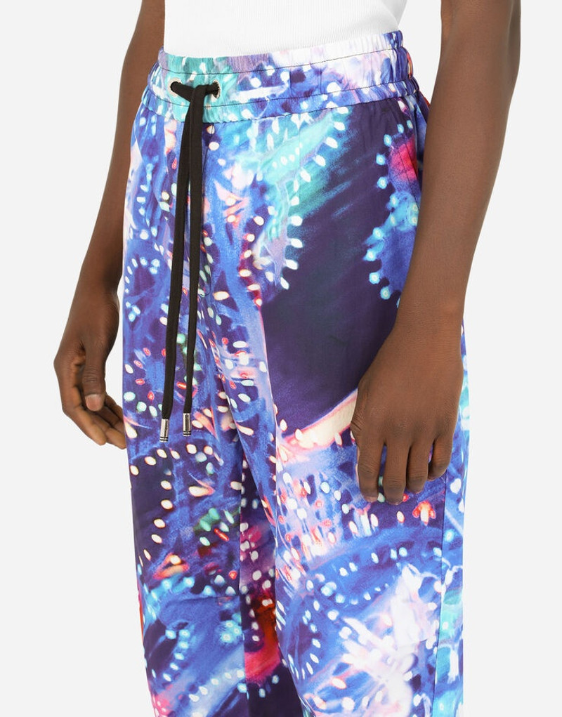 Cotton jogging pants with illumination print 4