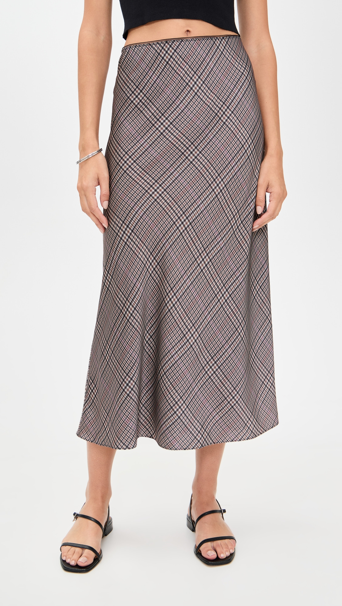 Pressed Plaid Shaped Hem Skirt - 6