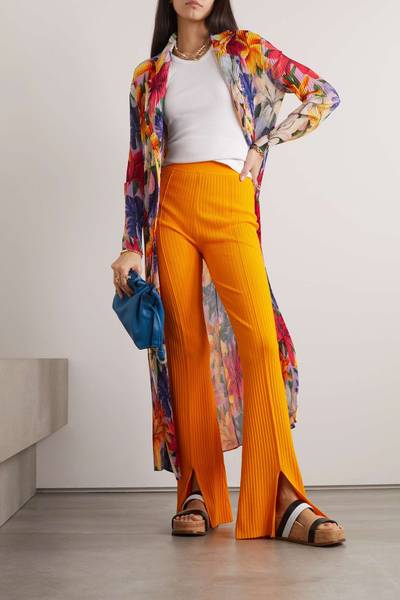 Etro Floral-print plissé-gauze coat outlook