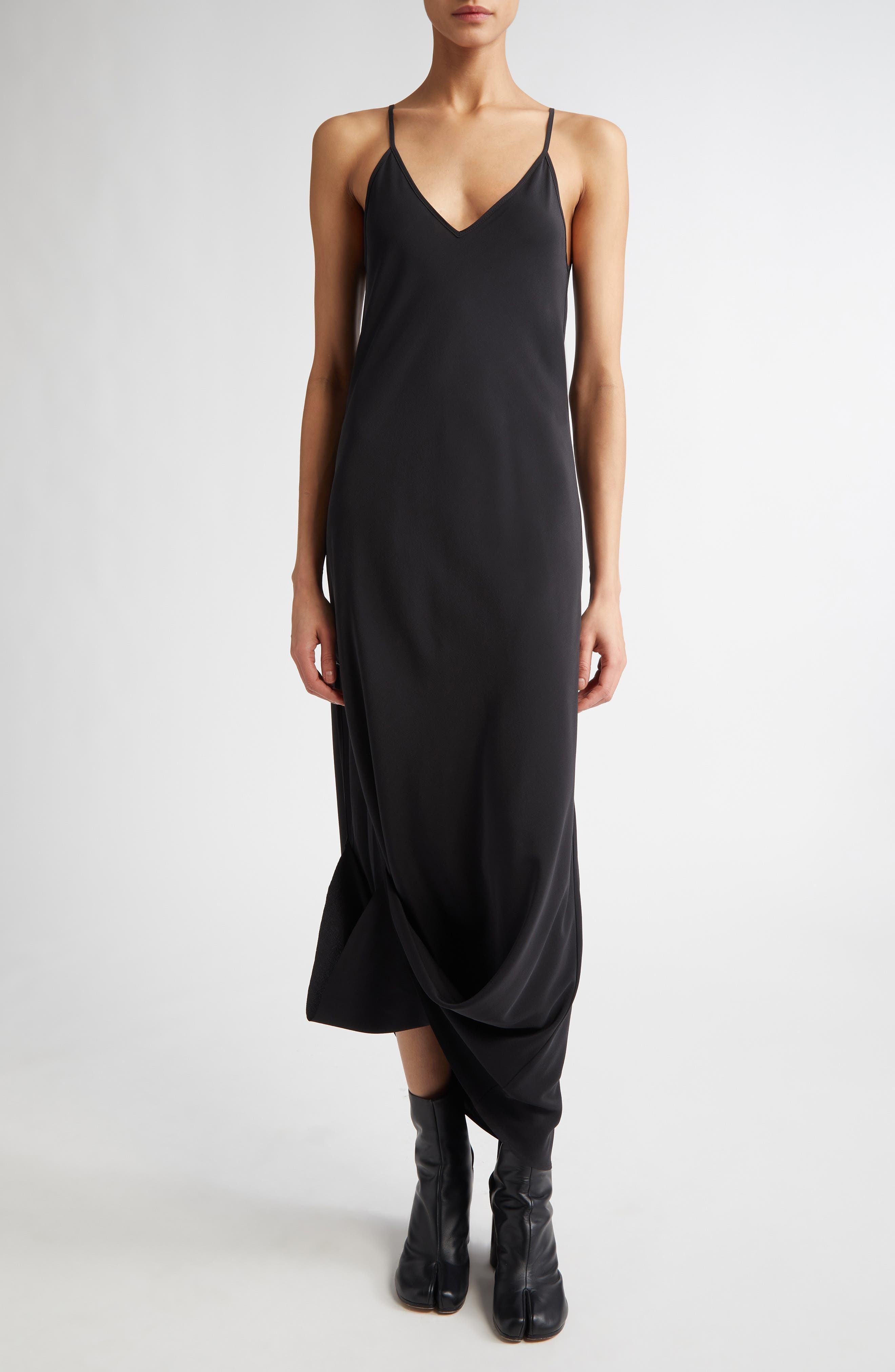 MM6 Maison Margiela Convertible Silk Slipdress in Black at Nordstrom - 1