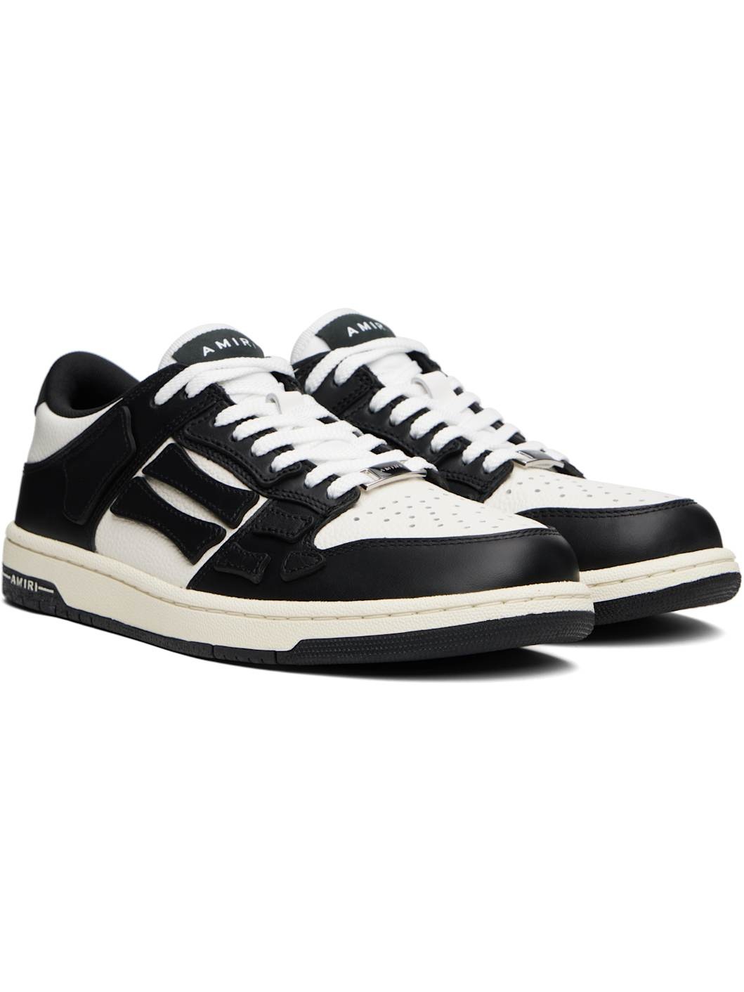 Black & White Skel Top Low Sneakers - 4