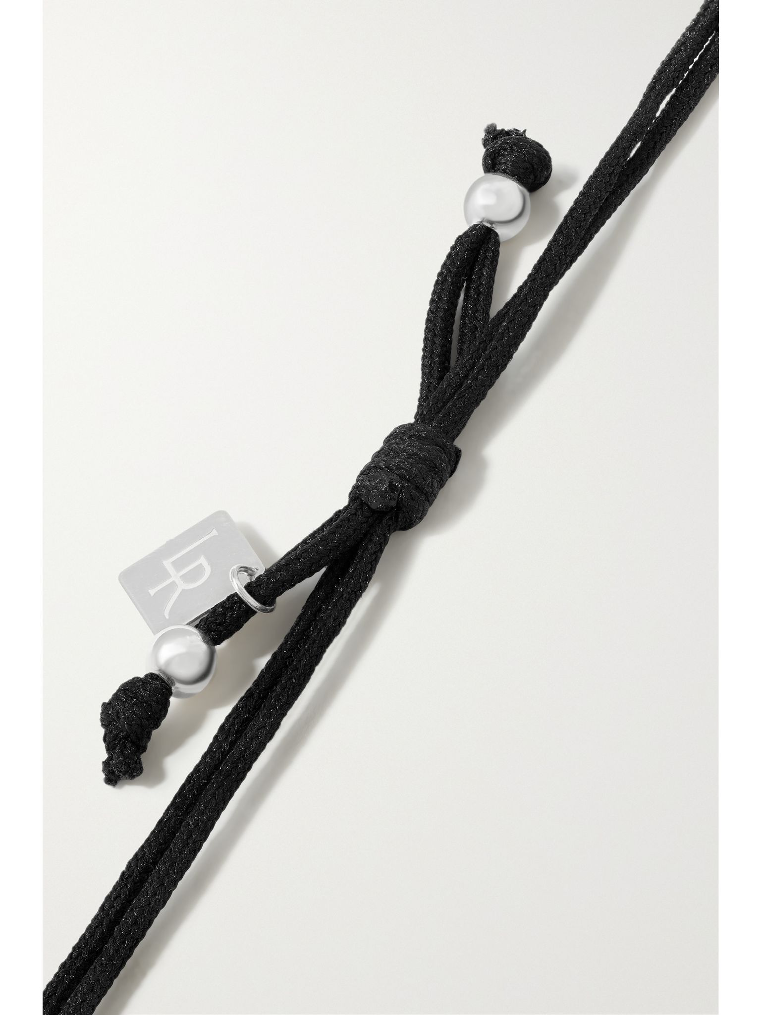 Sterling silver, cord, enamel and diamond bracelet Black - 3