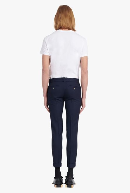 Navy blue wool fitted pants - 3