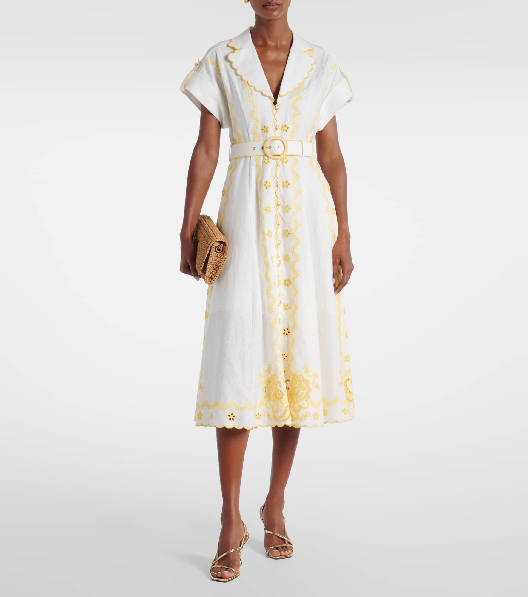 Lucky embroidered linen midi dress - 2