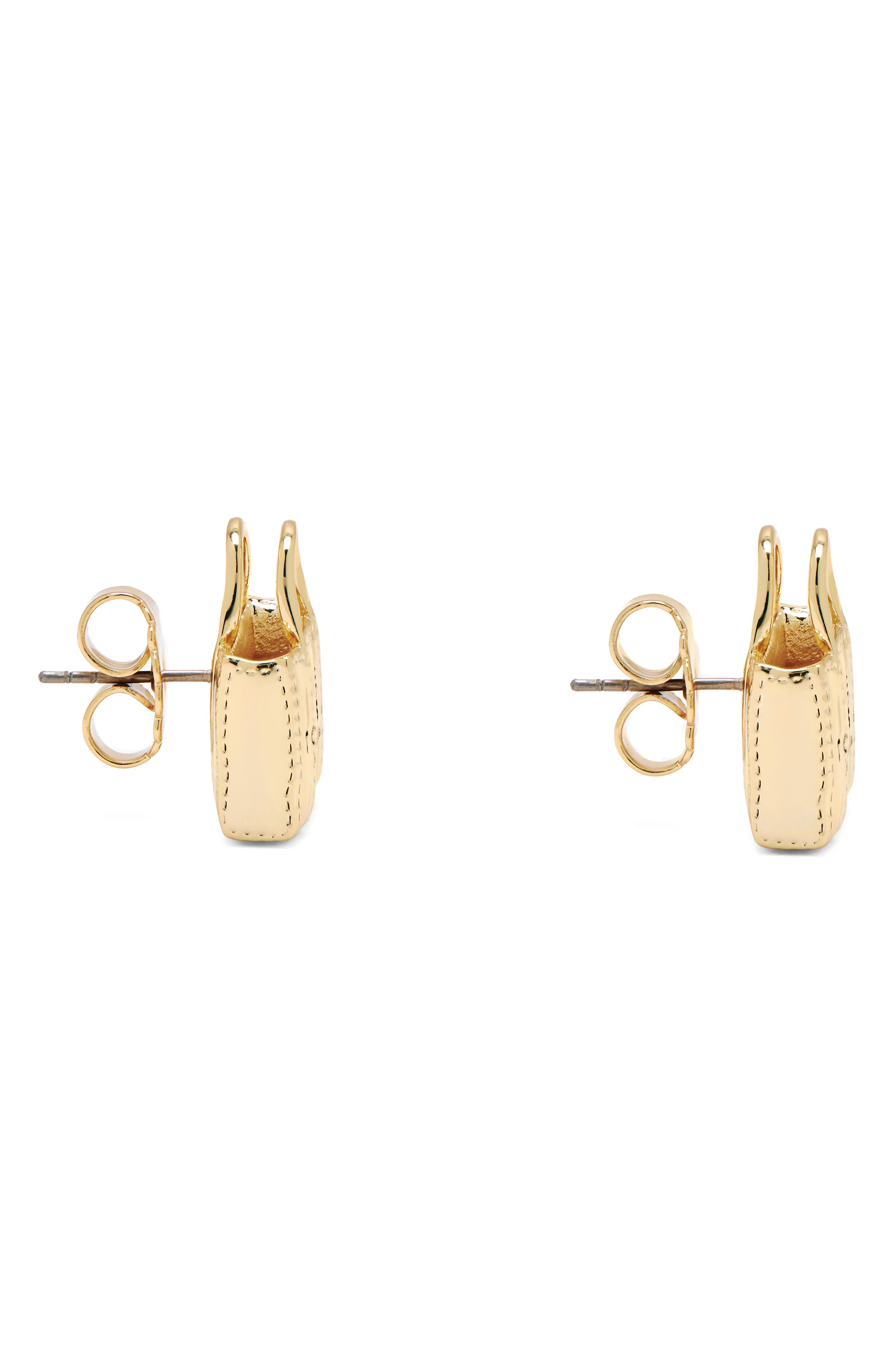 Marc Jacobs The Tote Bag Stud Earrings in Light Antique Gold at Nordstrom - 4