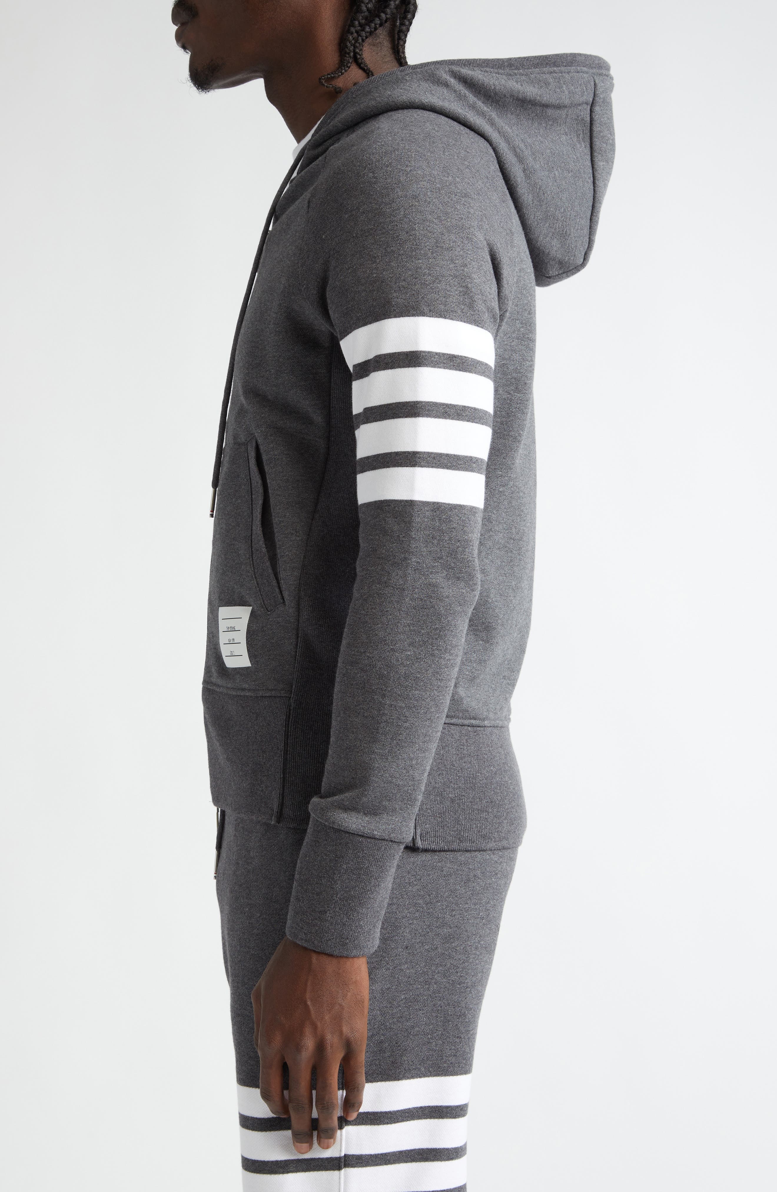 Thom Browne Classic 4-Bar Zip Cotton Hoodie in Dark Grey at Nordstrom - 4