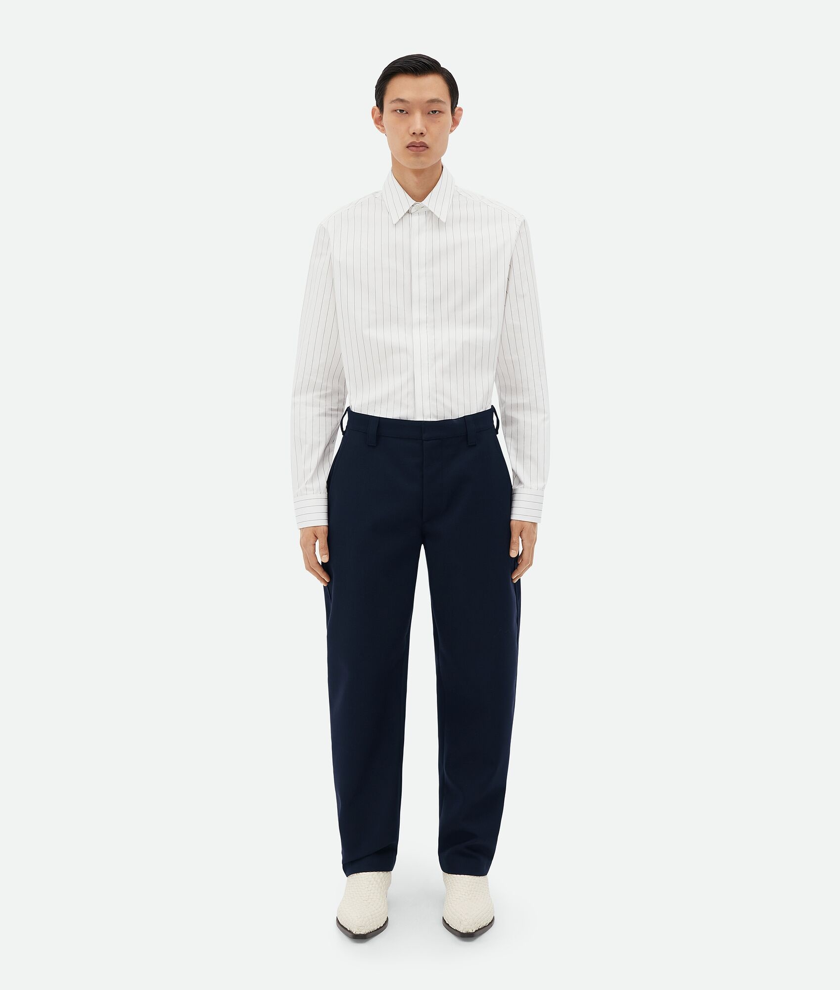 Bonded Wool And Cotton Tapered Pants - 1