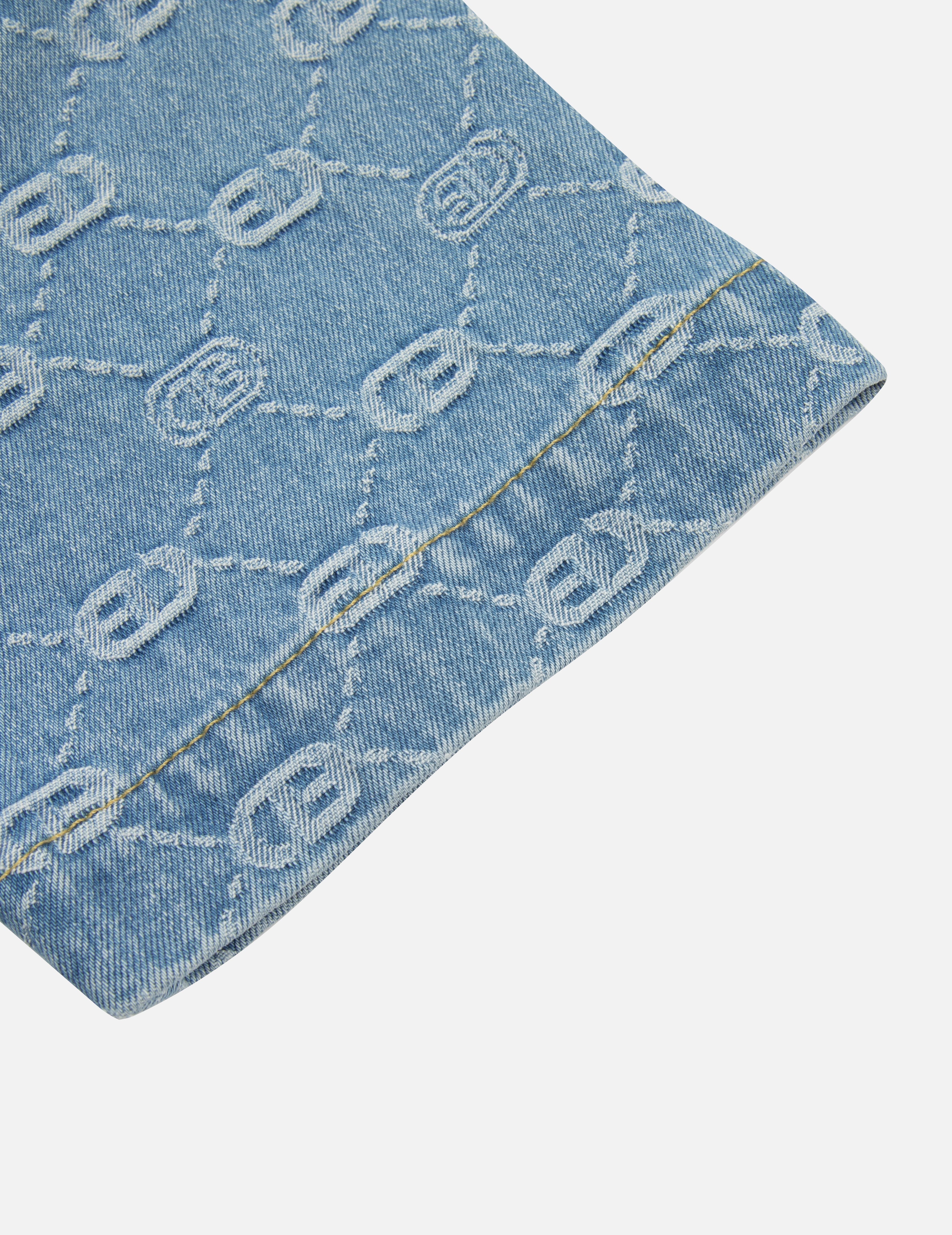 ALLOVER LOGO JACQUARD AND RHINESTONE SEAGULL FASHION FIT DENIM SHIRT - 9
