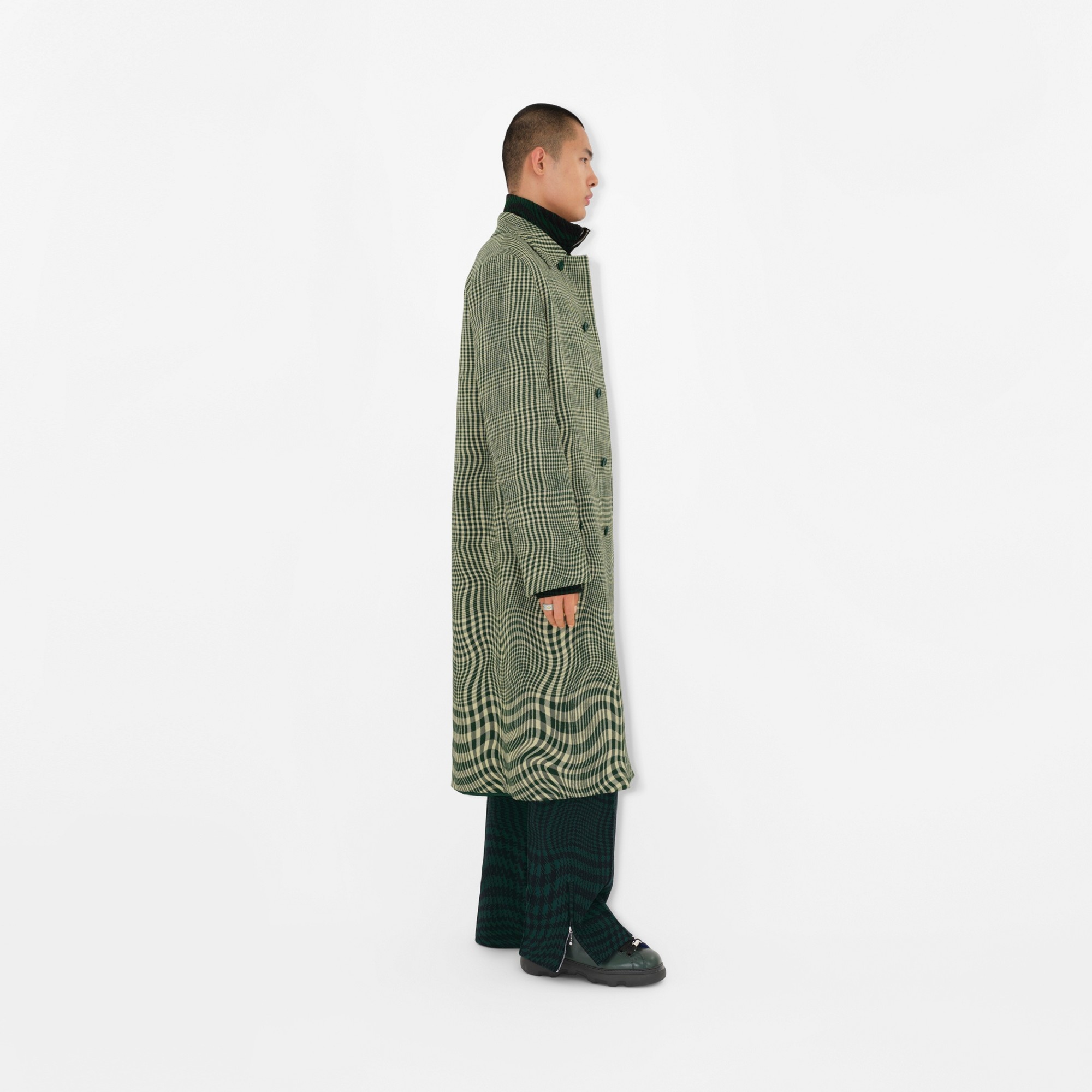 Warped Houndstooth Nylon Blend Track Jacket - 3