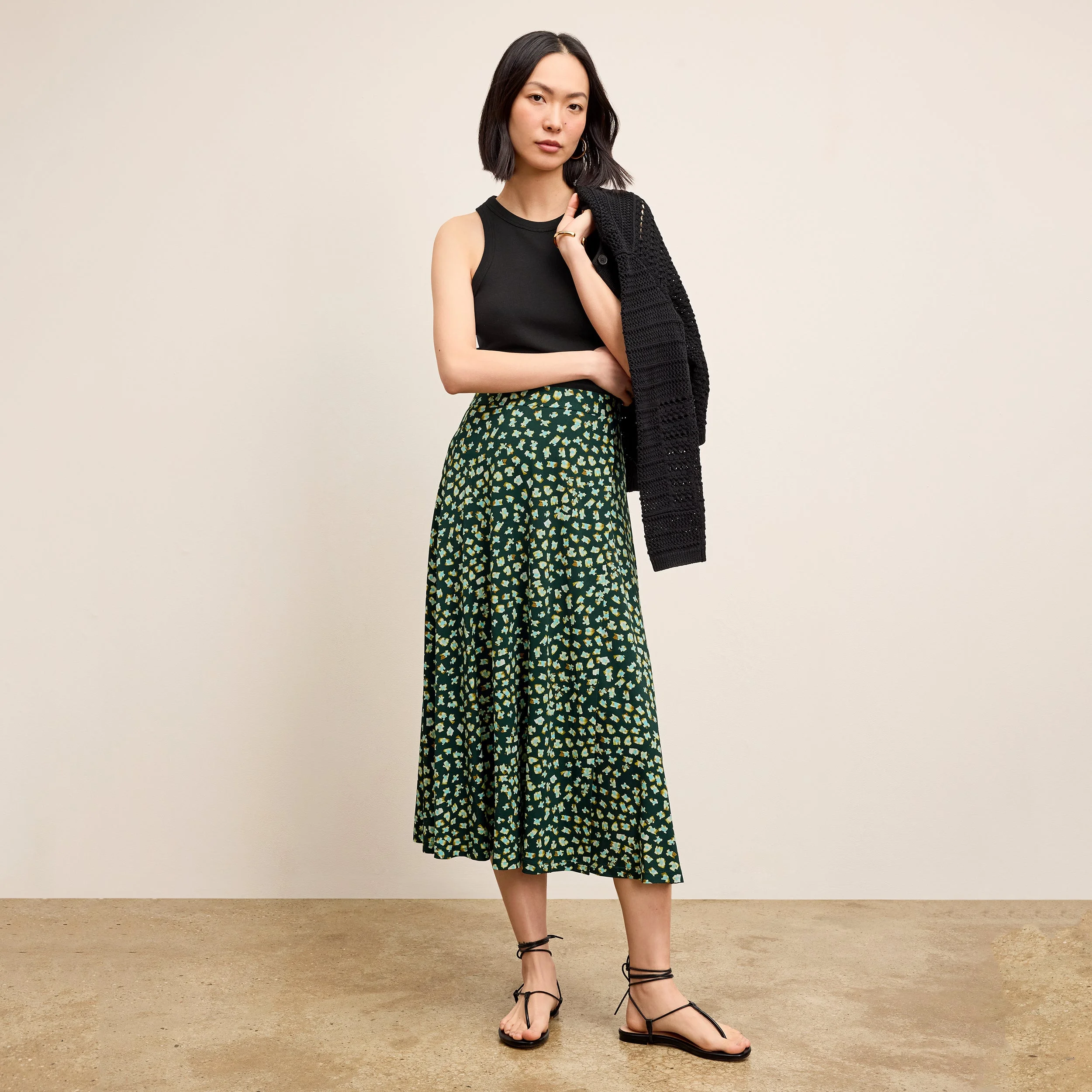 Ara Midi Skirt - Light Printed Jersey - 1