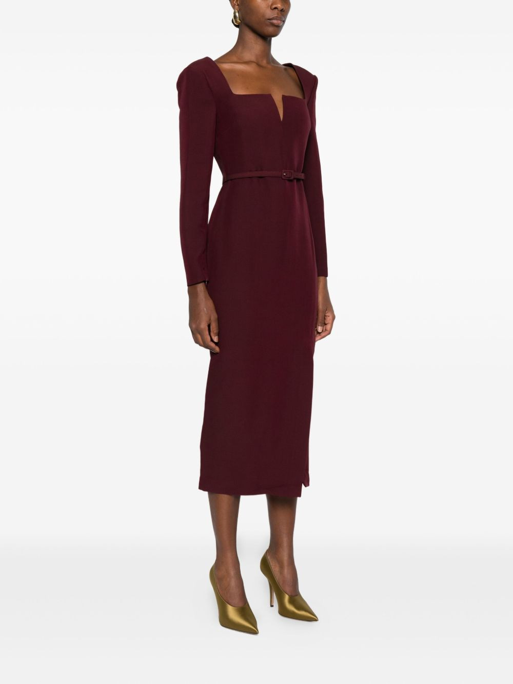 square-neck belted dress - 3