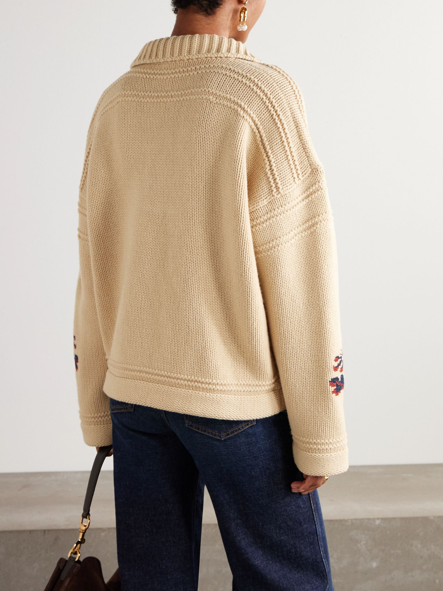 Wool and cashmere-blend polo sweater Beige - 3