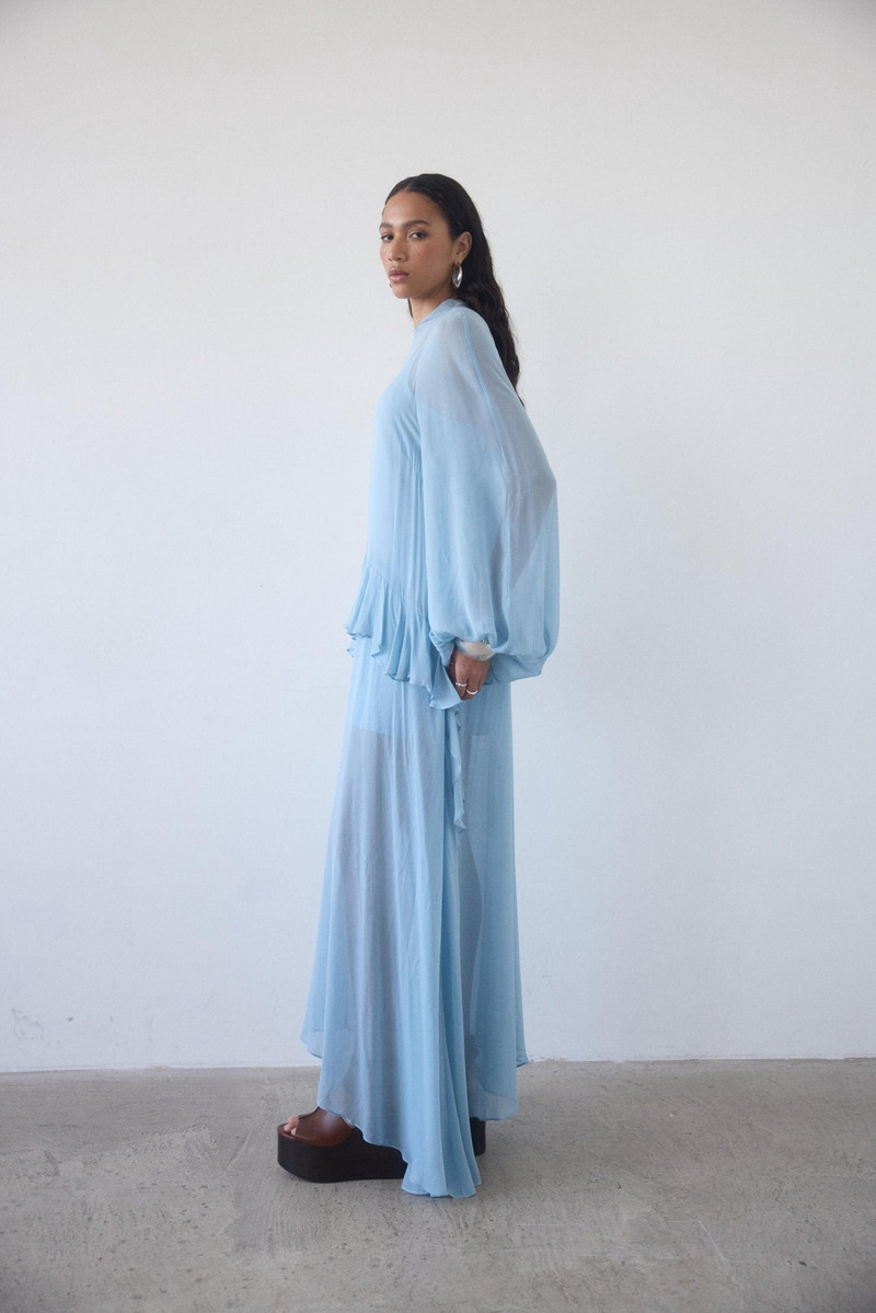TERRAN MAXI DRESS IN SKY GEORGETTE CHIFFON 8