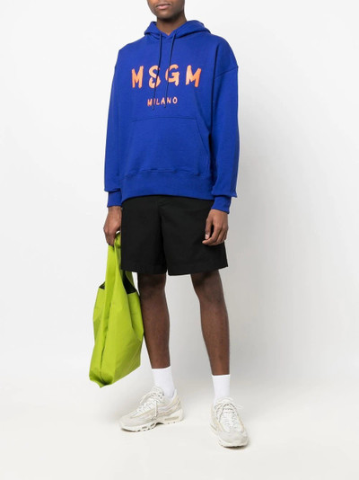 MSGM logo-print cotton hoodie outlook