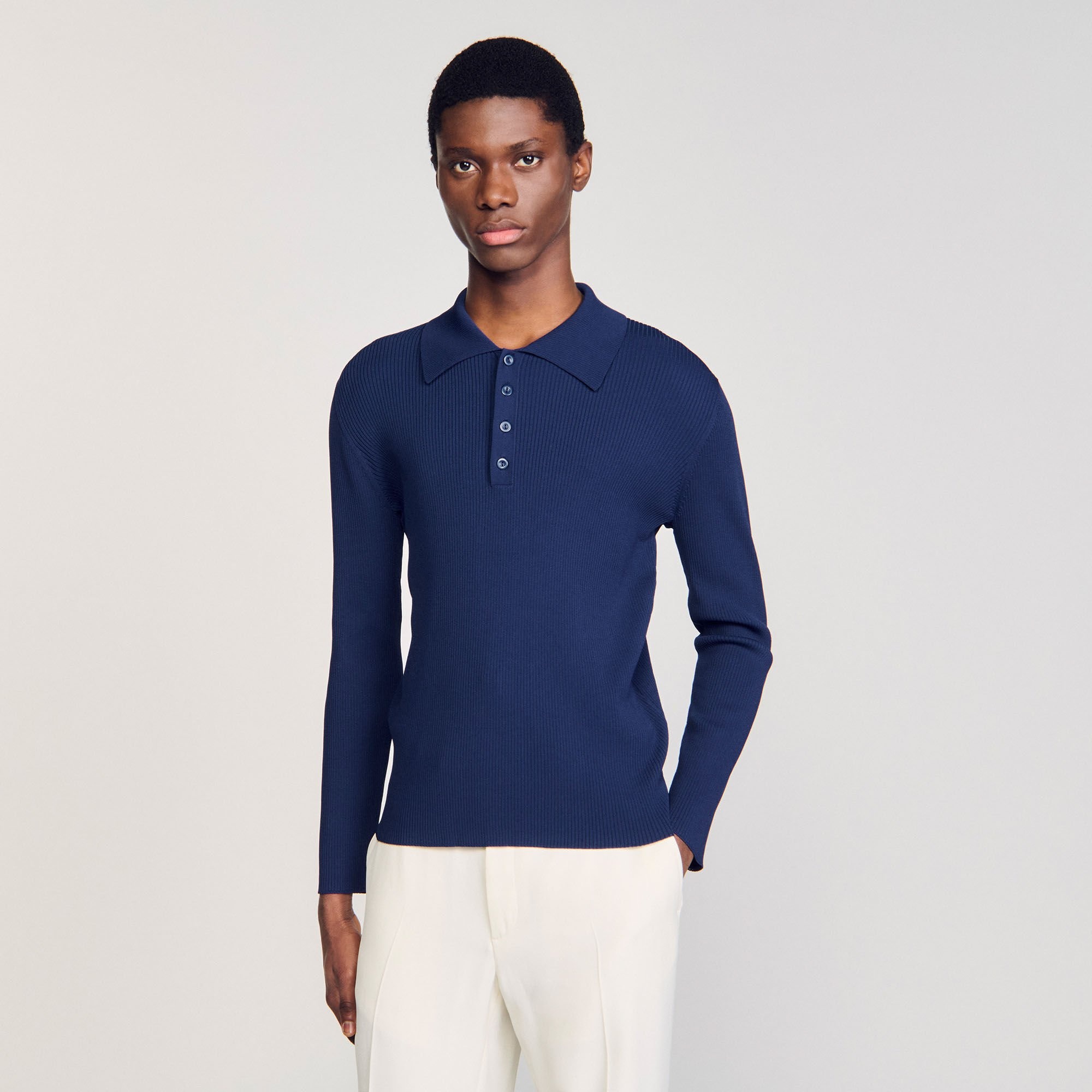 RIB KNIT POLO SHIRT - 4