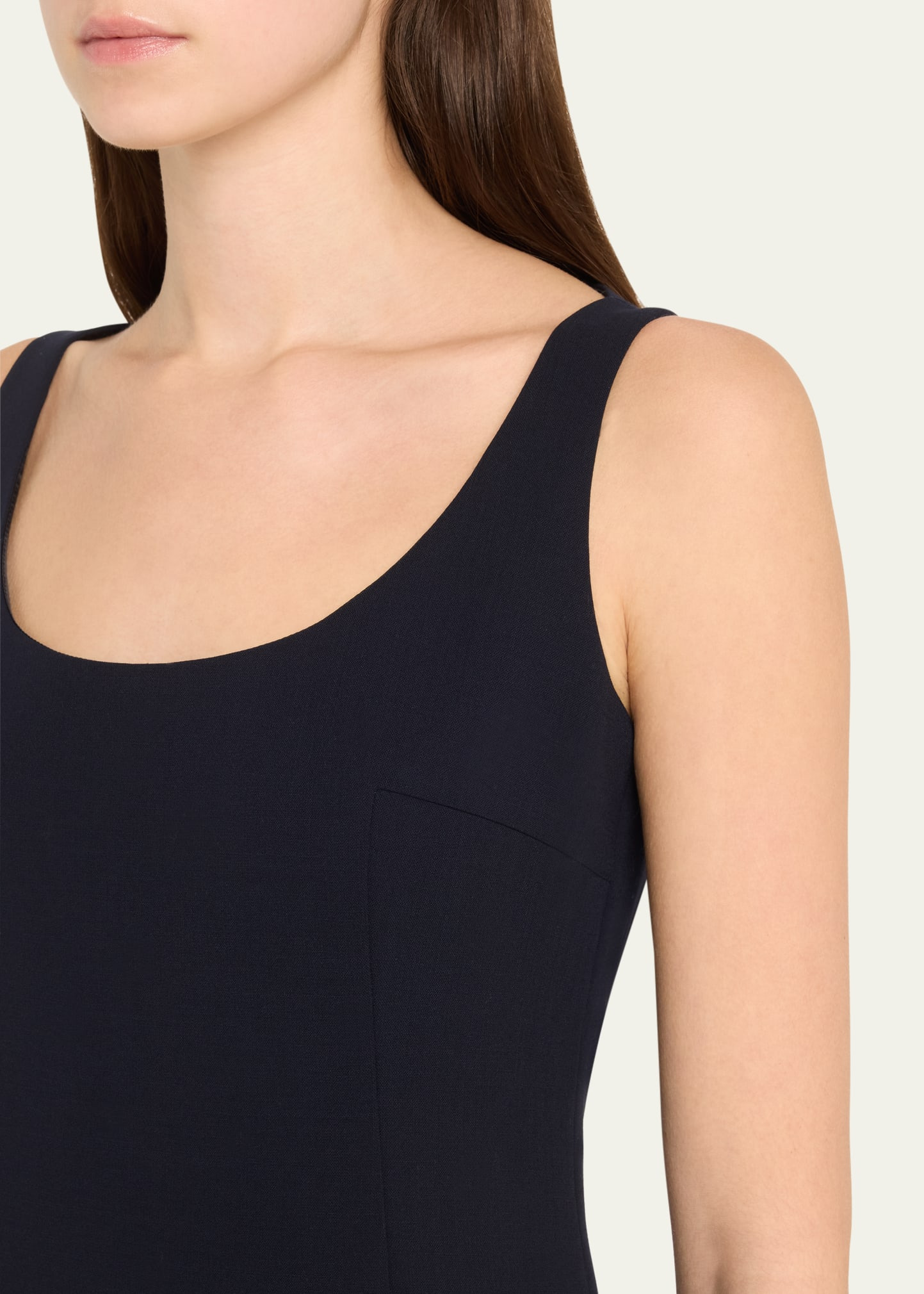 Scoop Neck Wool Crepe Sheath Dress - 5