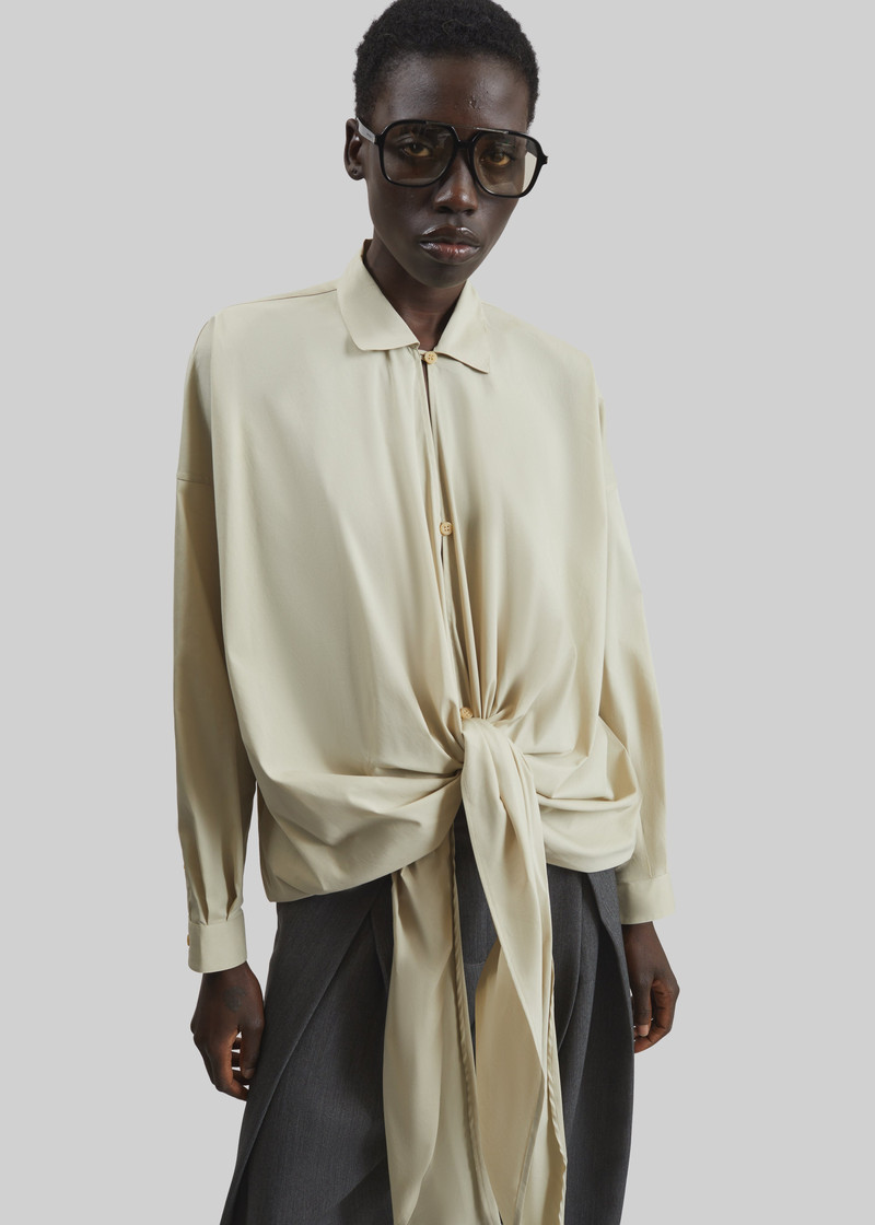 Darkpark Romy Light Cotton Popeline Drap Shirt - Beige 4